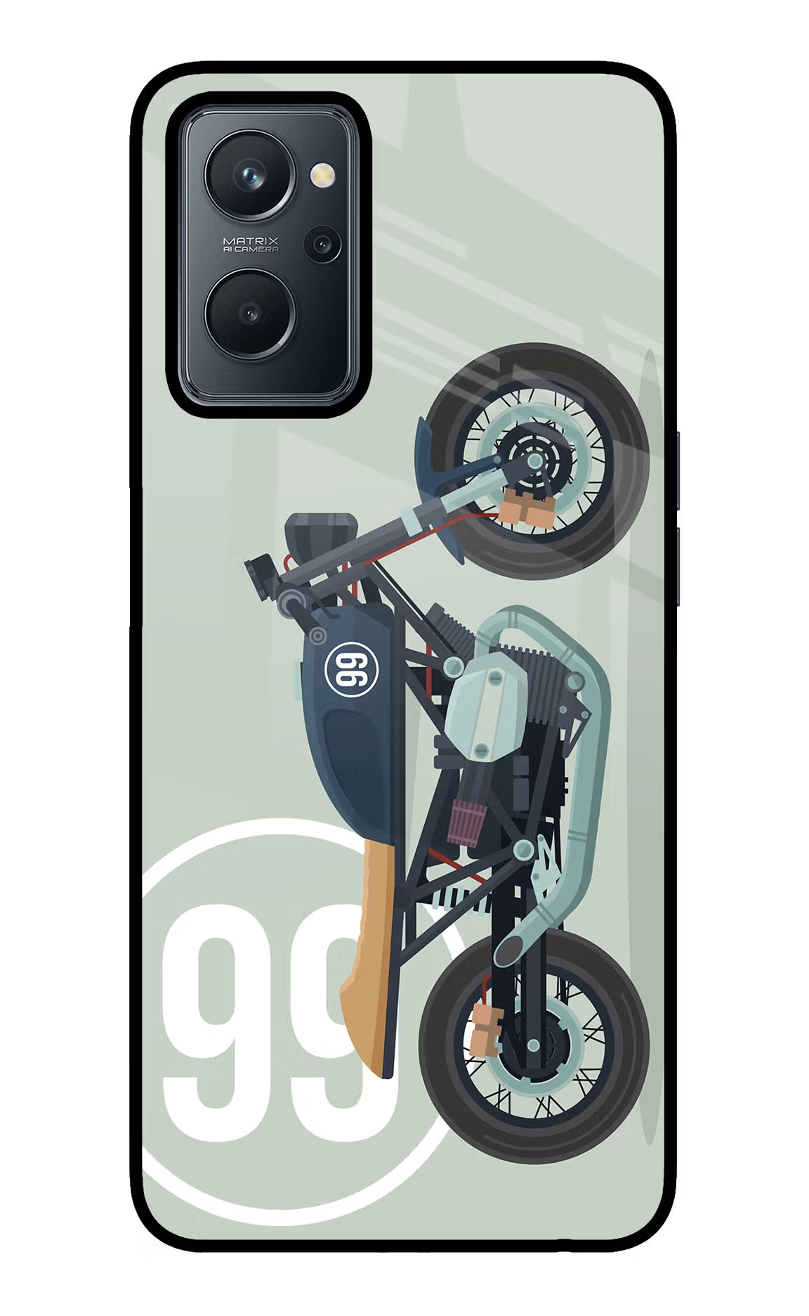 Classic Cafe Racer 99 Realme 9i 4G Back Cover - Classic Cafe Racer 99 Realme 9i 4G Glass Case Back Cover by Casekaro Classic Cafe Racer 99 Realme 9i 4G Glass Case Back Cover by Casekaro
