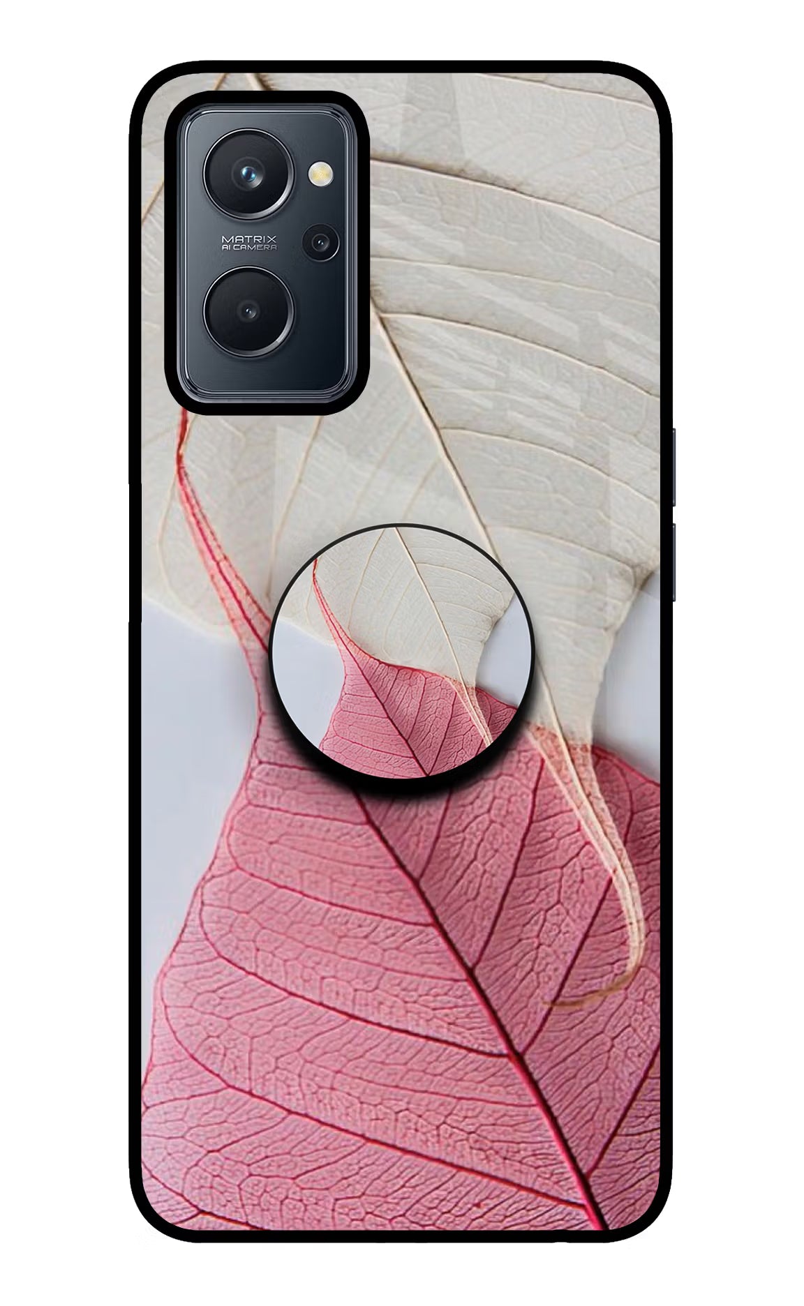 White Pink Leaf Realme 9i 4G Pop Case - White Pink Leaf Realme 9i 4G Pop Case by Casekaro White Pink Leaf Realme 9i 4G Pop Case by Casekaro