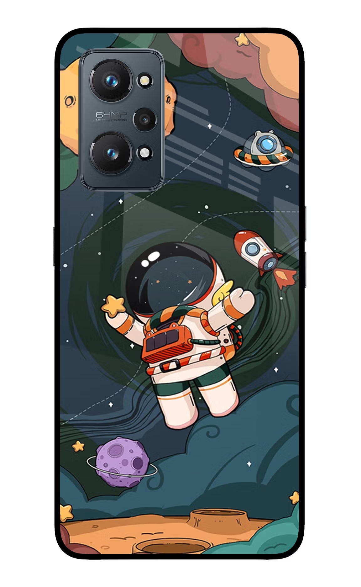Cartoon Astronaut Realme GT 2 5G Glass Case - Cartoon Astronaut Realme GT 2 5G Glass Case Cartoon Astronaut Realme GT 2 5G Glass Case