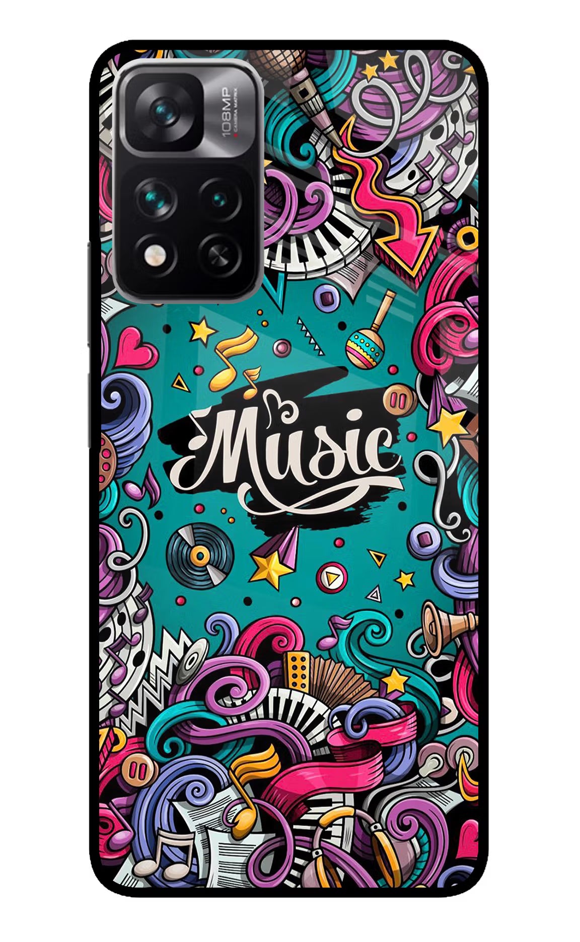 Music Graffiti Mi 11i 5G/11i 5G Hypercharge Glass Case - Music Graffiti Mi 11i 5G/11i 5G Hypercharge Glass Case Music Graffiti Mi 11i 5G/11i 5G Hypercharge Glass Case