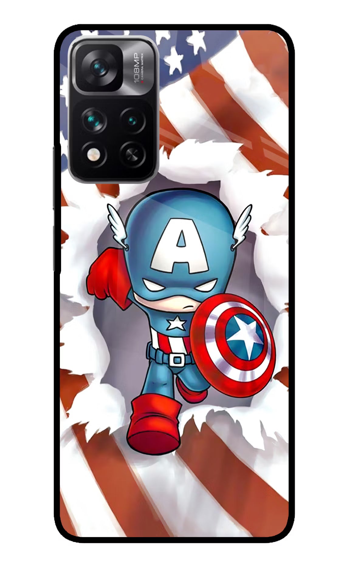 Captain America Mi 11i 5G/11i 5G Hypercharge Glass Case - Captain America Mi 11i 5G/11i 5G Hypercharge Glass Case Captain America Mi 11i 5G/11i 5G Hypercharge Glass Case