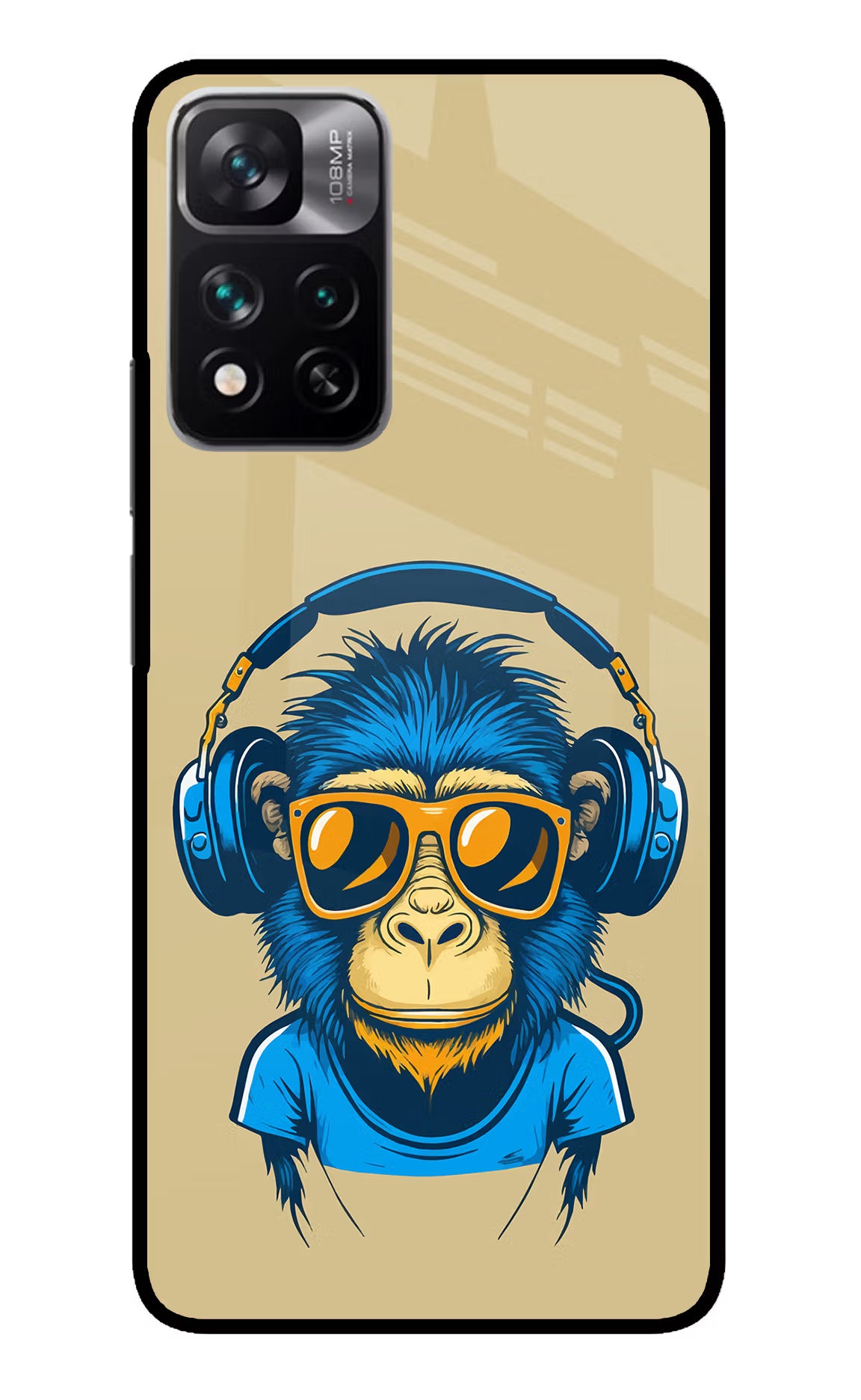 Monkey Headphone Mi 11i 5G/11i 5G Hypercharge Glass Case - Monkey Headphone Mi 11i 5G/11i 5G Hypercharge Glass Case Monkey Headphone Mi 11i 5G/11i 5G Hypercharge Glass Case