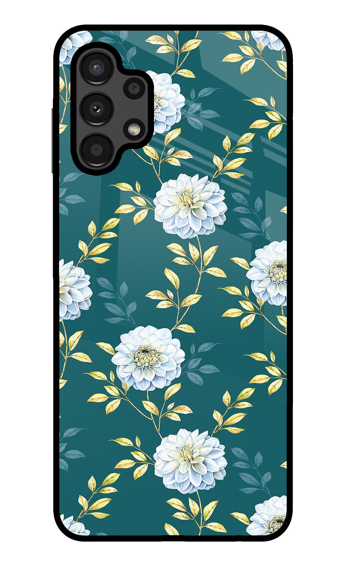 Flowers Samsung A13 4G Glass Case - Flowers Samsung A13 4G Glass Case Flowers Samsung A13 4G Glass Case