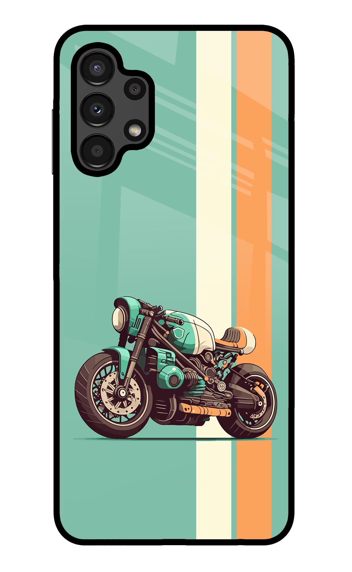 Striped Moto Drift Samsung A13 4G Glass Case - Striped Moto Drift Samsung A13 4G Glass Case Striped Moto Drift Samsung A13 4G Glass Case