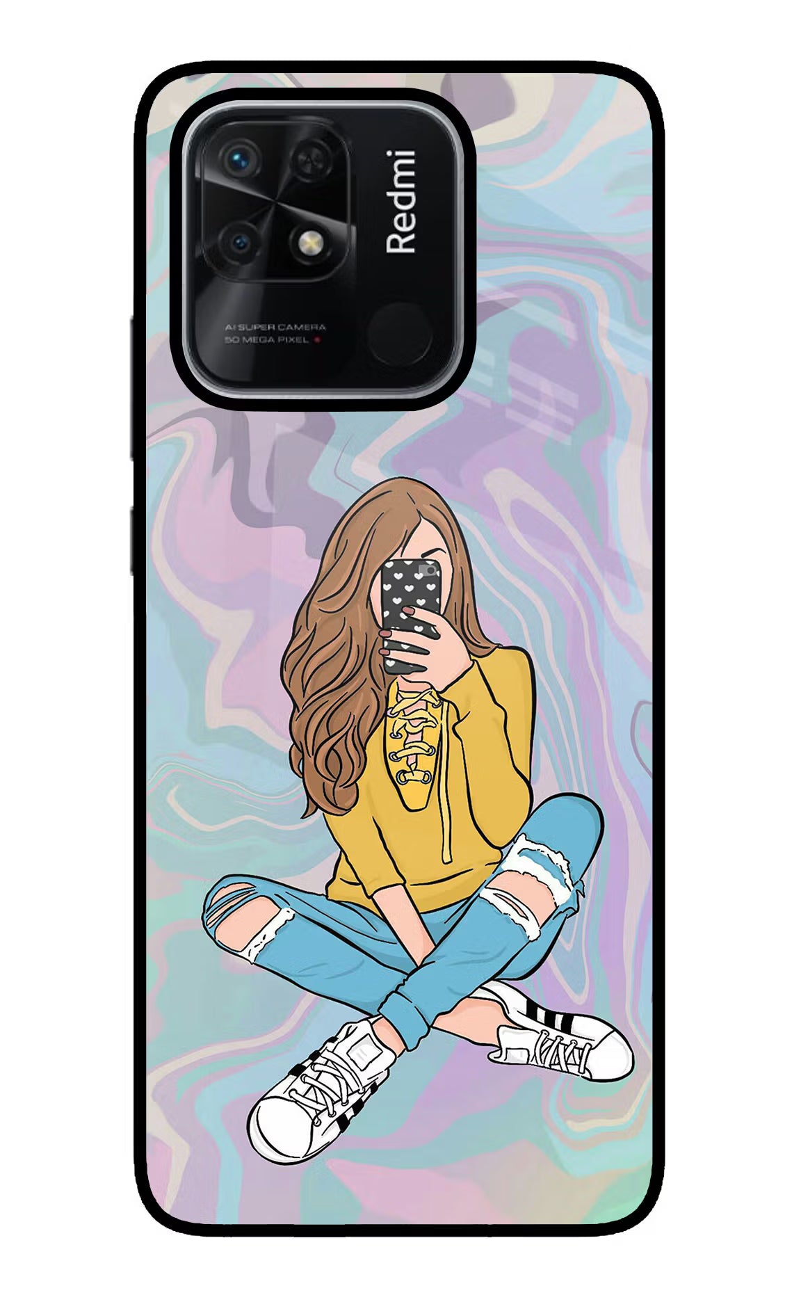 Selfie Girl Redmi 10/10 Power Glass Case - Selfie Girl Redmi 10/10 Power Glass Case Selfie Girl Redmi 10/10 Power Glass Case