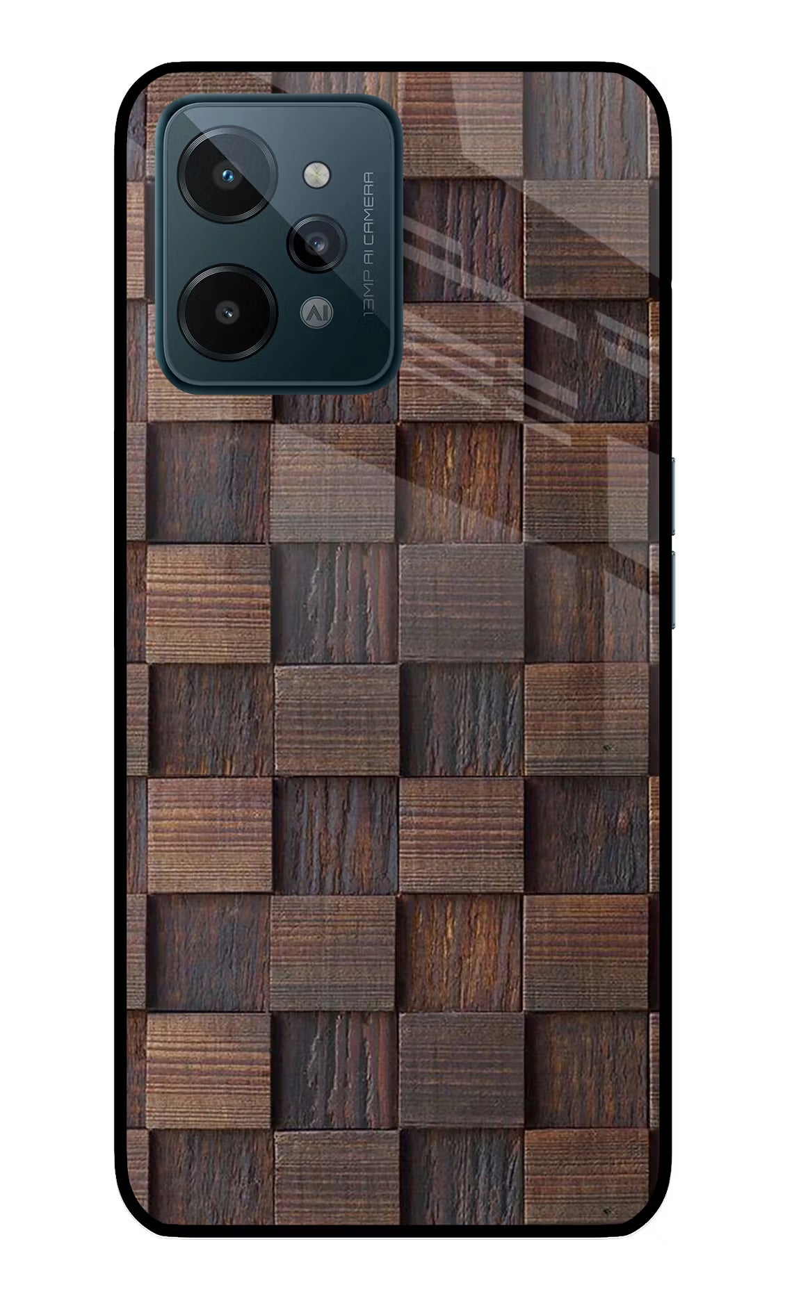 Wooden Cube Design Realme C31 Glass Case - Wooden Cube Design Realme C31 Glass Case Wooden Cube Design Realme C31 Glass Case