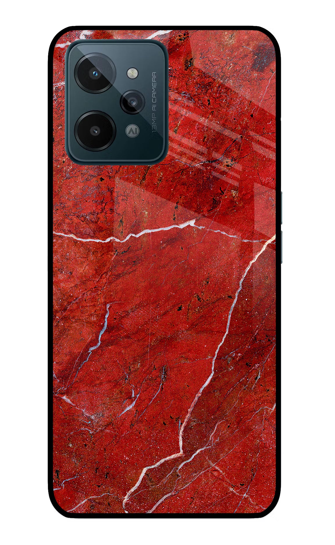 Red Marble Design Realme C31 Glass Case - Red Marble Design Realme C31 Glass Case Red Marble Design Realme C31 Glass Case
