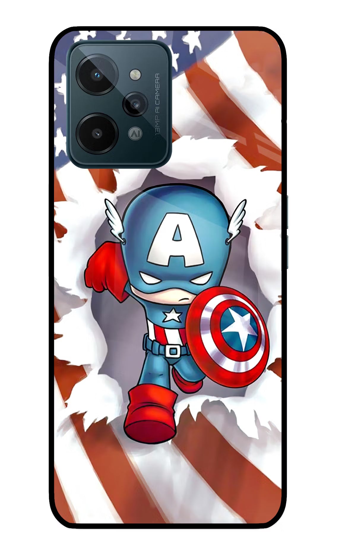 Captain America Realme C31 Glass Case - Captain America Realme C31 Glass Case Captain America Realme C31 Glass Case