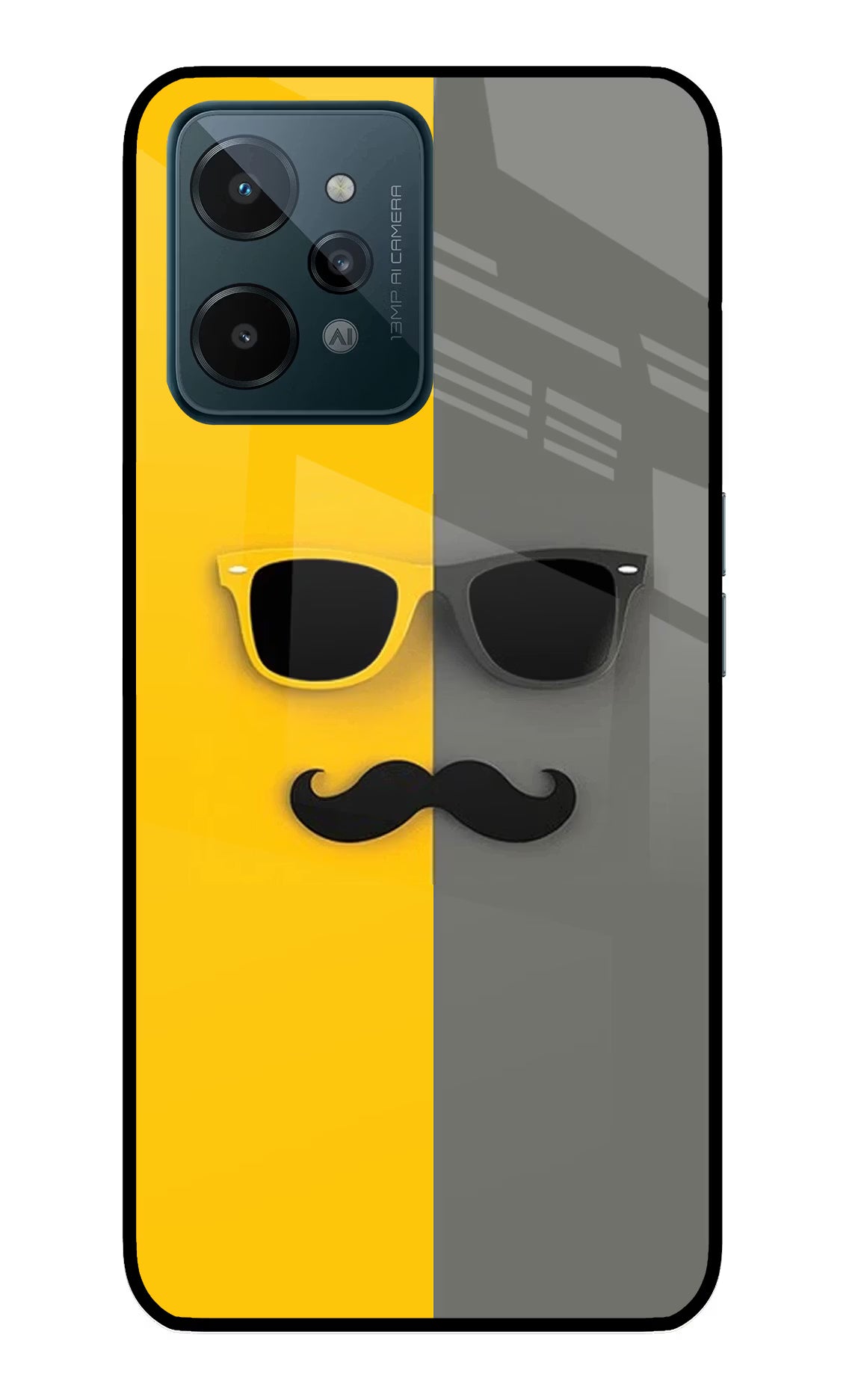 Sunglasses with Mustache Realme C31 Glass Case - Sunglasses with Mustache Realme C31 Glass Case Sunglasses with Mustache Realme C31 Glass Case