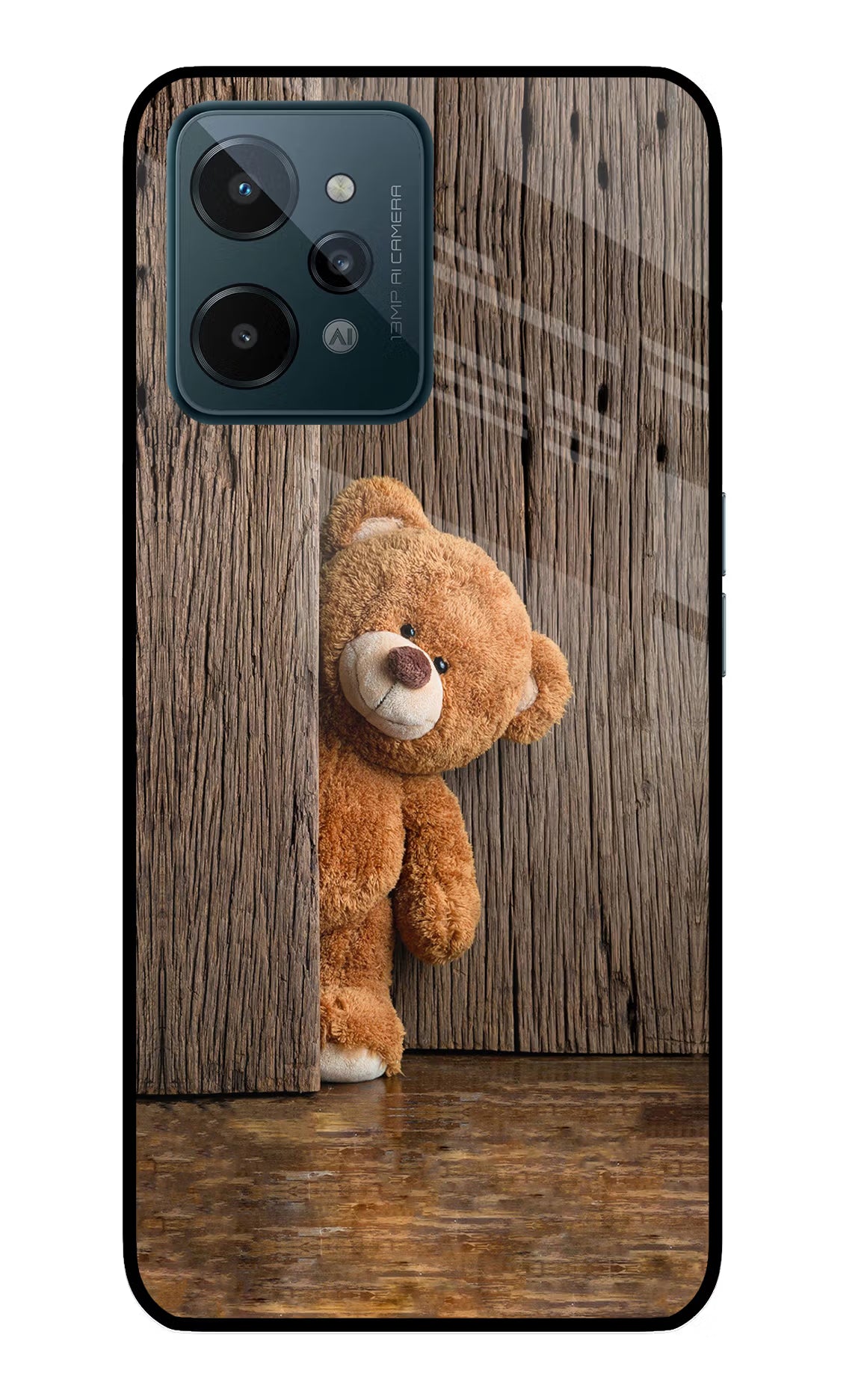 Teddy Wooden Realme C31 Glass Case - Teddy Wooden Realme C31 Glass Case Teddy Wooden Realme C31 Glass Case
