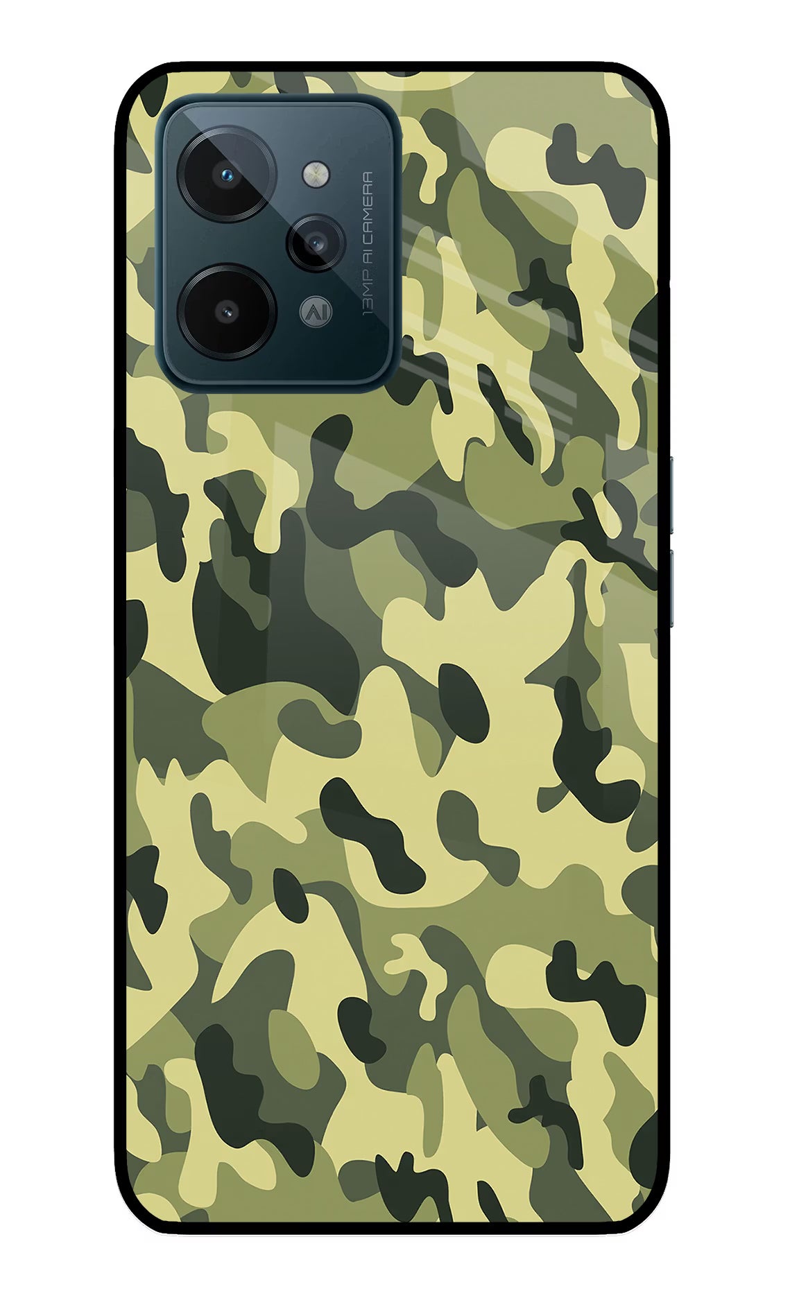 Camouflage Realme C31 Glass Case - Camouflage Realme C31 Glass Case Camouflage Realme C31 Glass Case