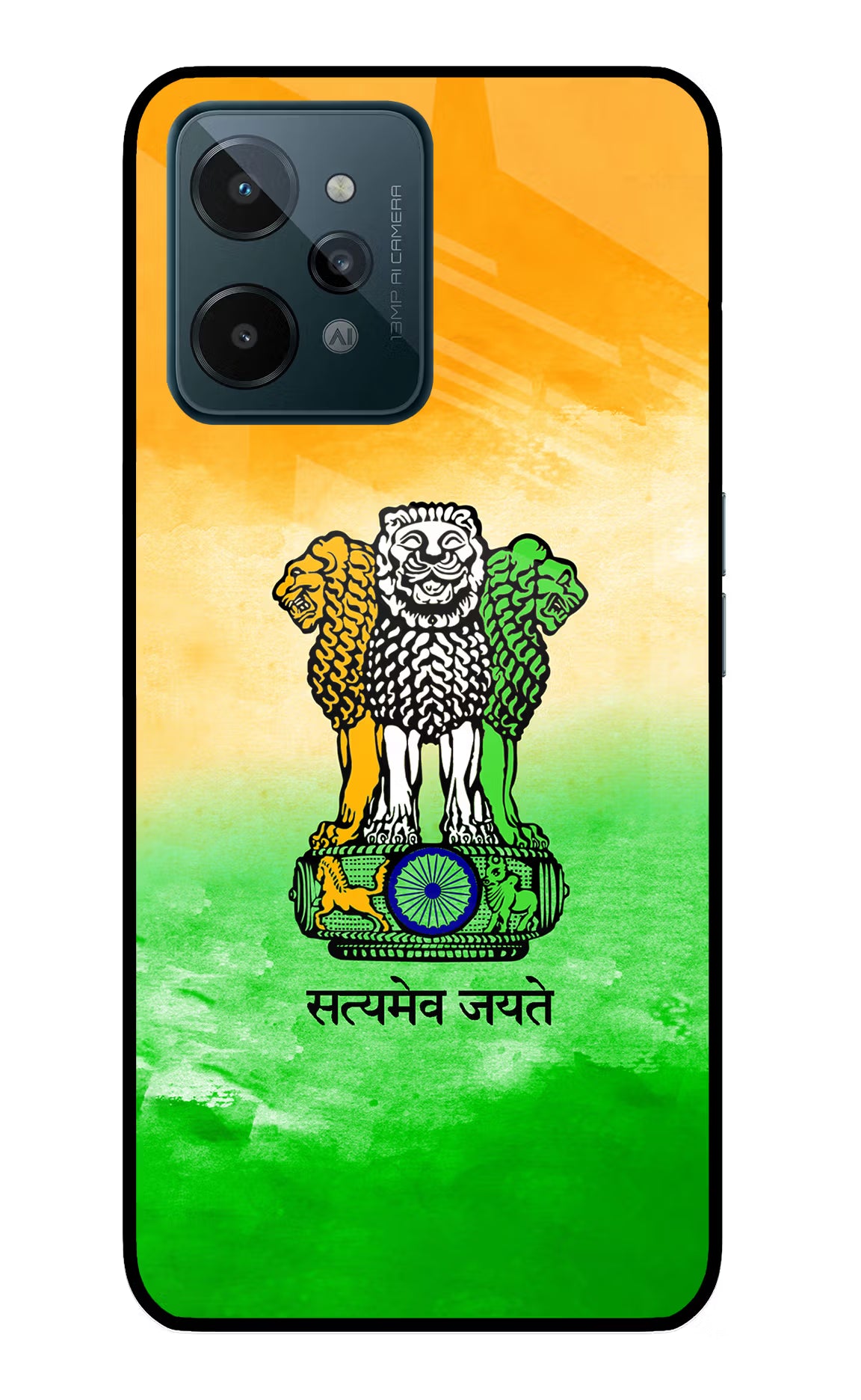Satyamev Jayate Flag Realme C31 Glass Case - Satyamev Jayate Flag Realme C31 Glass Case Satyamev Jayate Flag Realme C31 Glass Case