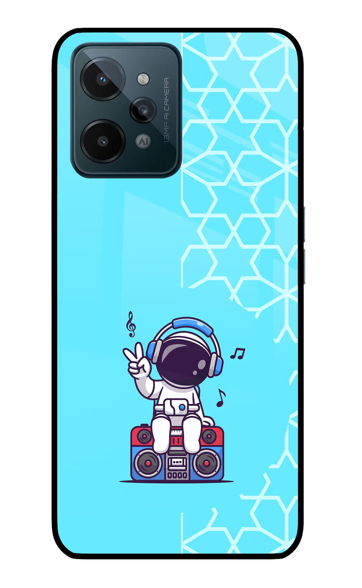 Cute Astronaut Chilling Realme C31 Glass Case - Cute Astronaut Chilling Realme C31 Glass Case Cute Astronaut Chilling Realme C31 Glass Case