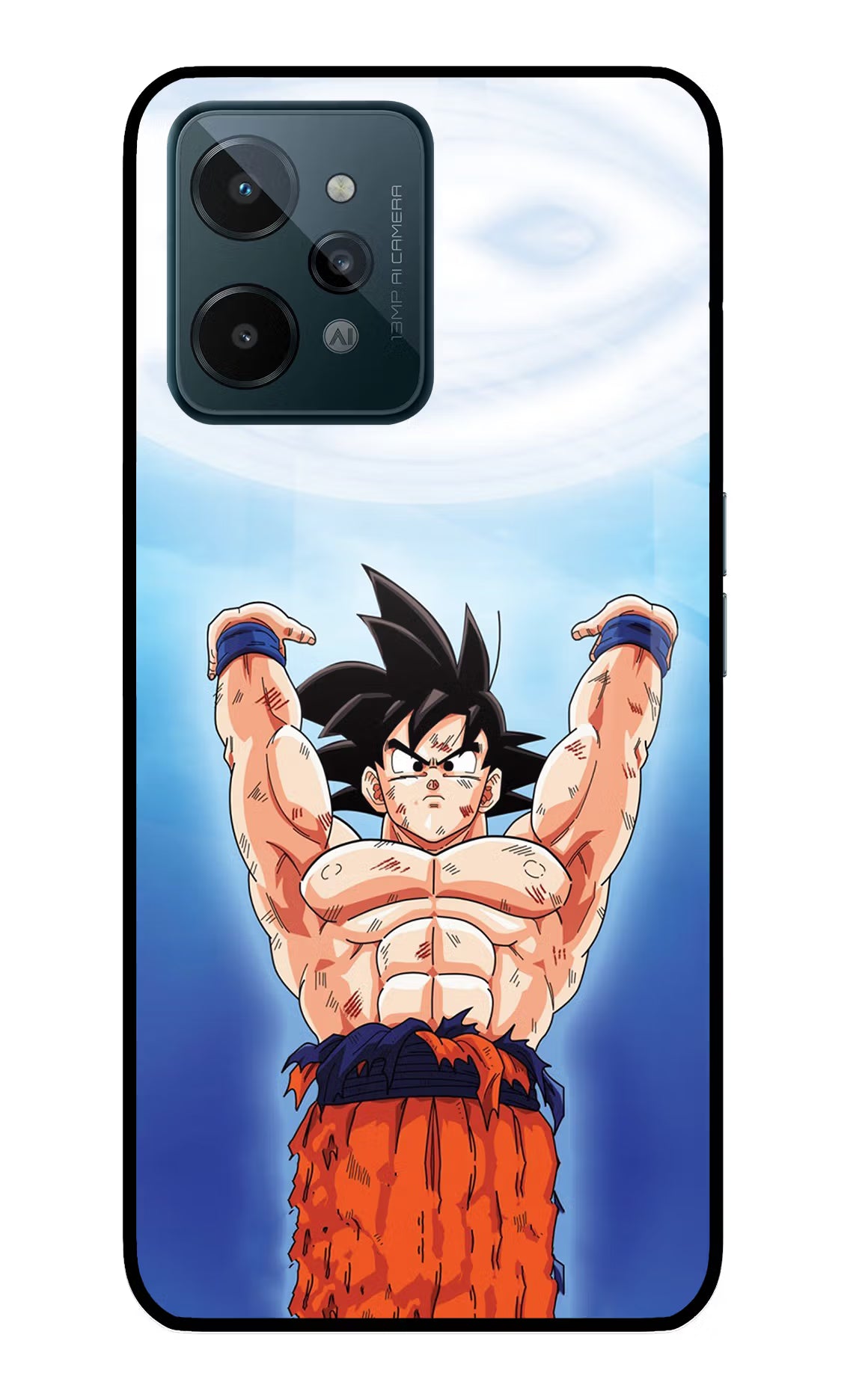 Goku Power Realme C31 Glass Case - Goku Power Realme C31 Glass Case Goku Power Realme C31 Glass Case