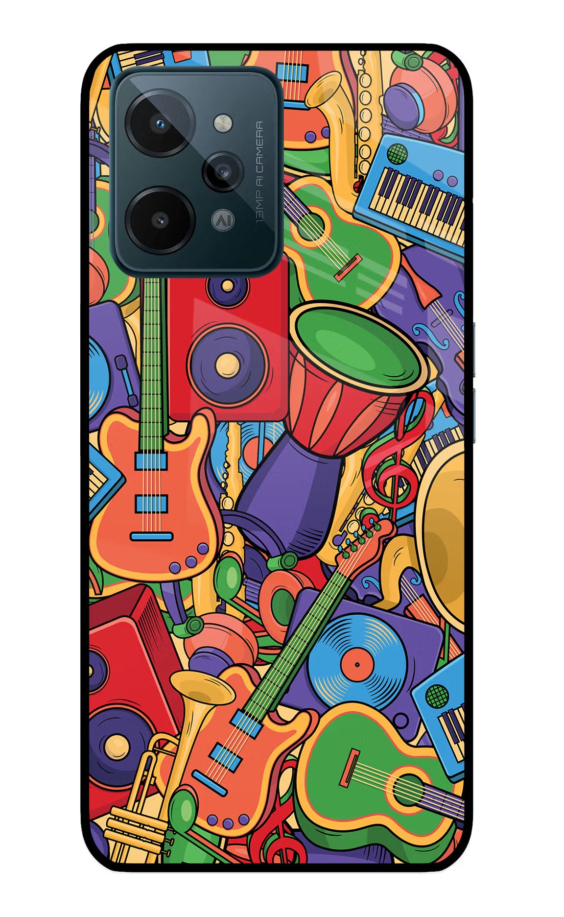 Music Instrument Doodle Realme C31 Glass Case - Music Instrument Doodle Realme C31 Glass Case Music Instrument Doodle Realme C31 Glass Case