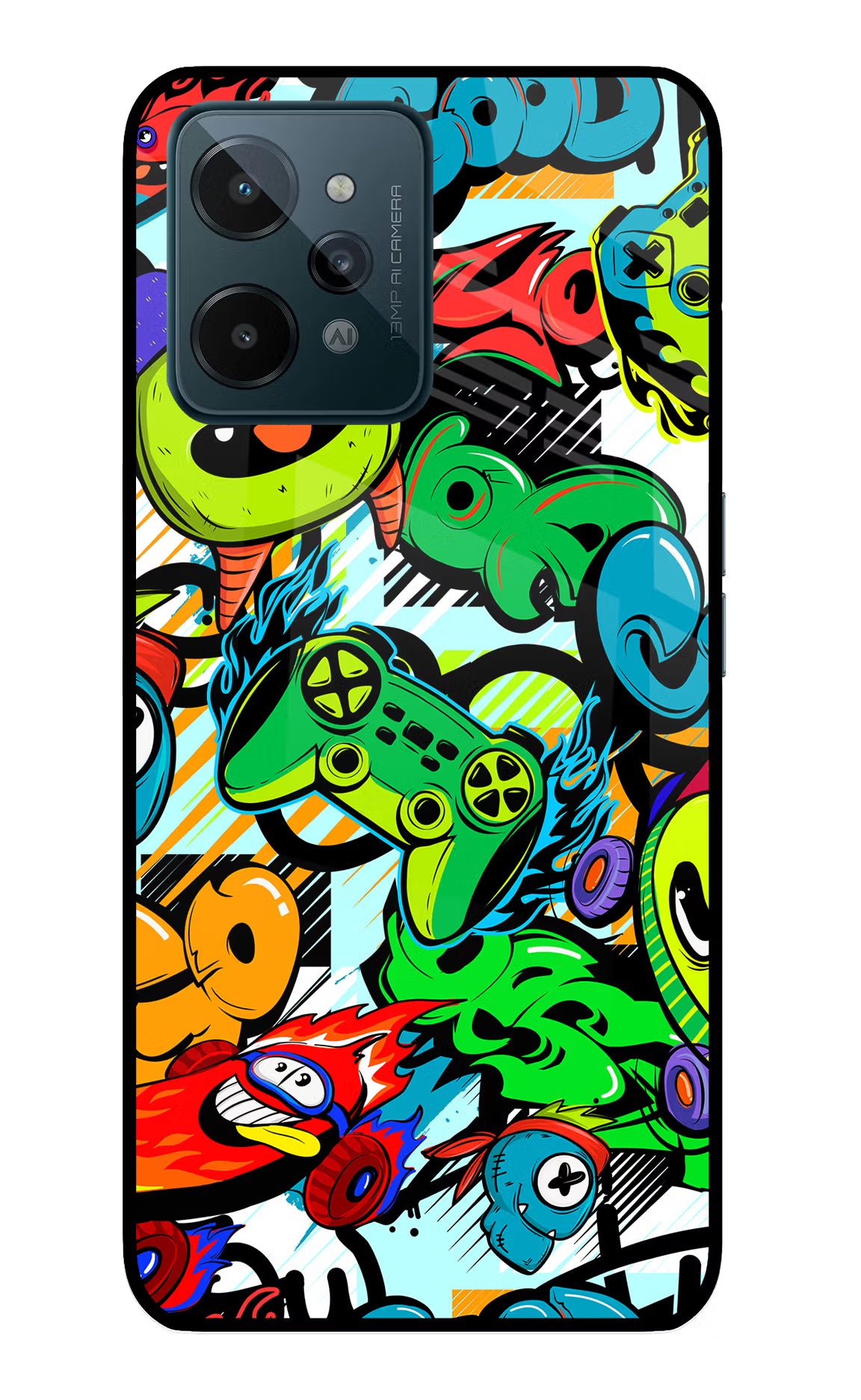 Game Doodle Realme C31 Glass Case - Game Doodle Realme C31 Glass Case Game Doodle Realme C31 Glass Case