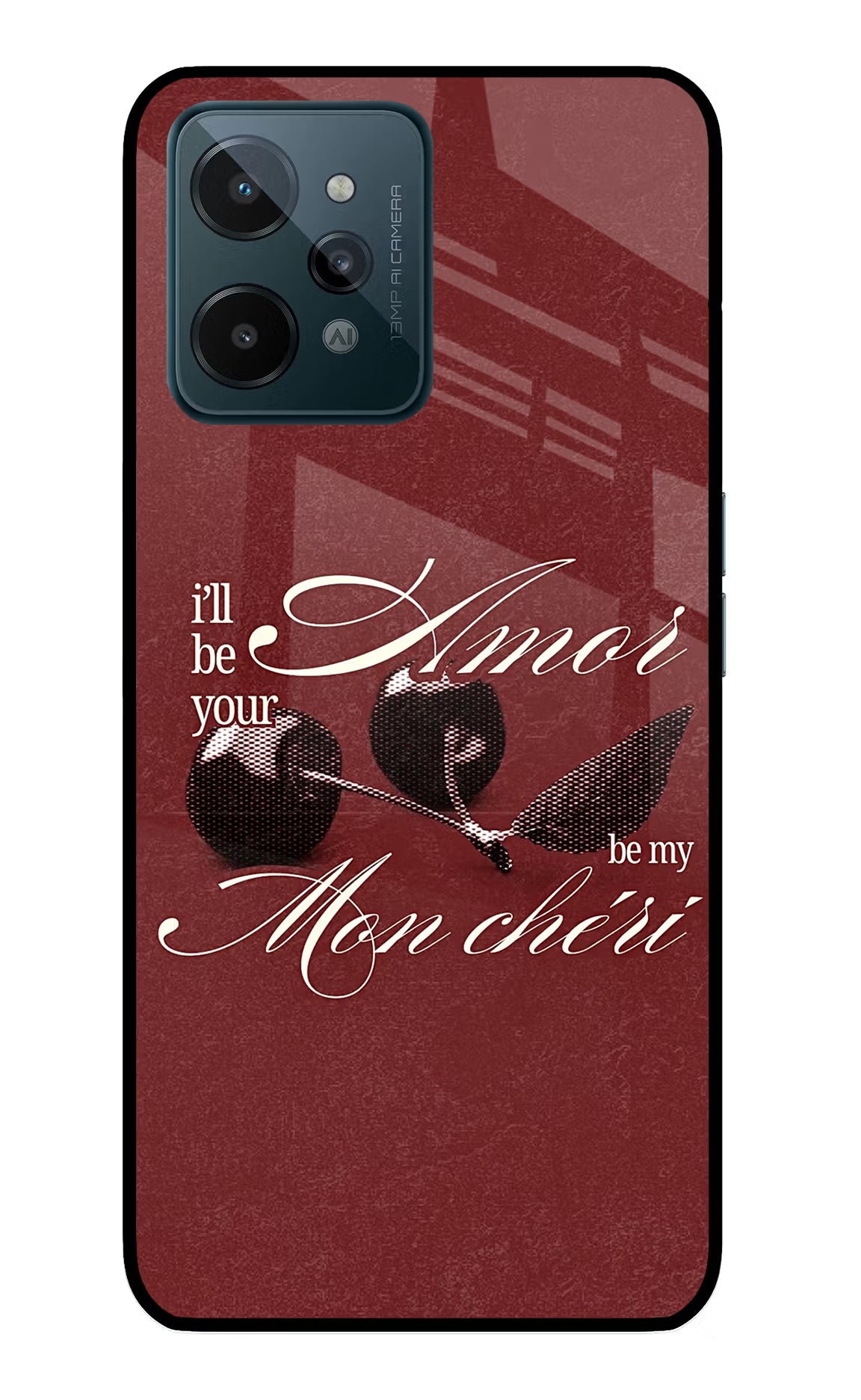 Velvet Cherry Realme C31 Glass Case - Velvet Cherry Realme C31 Glass Case Velvet Cherry Realme C31 Glass Case