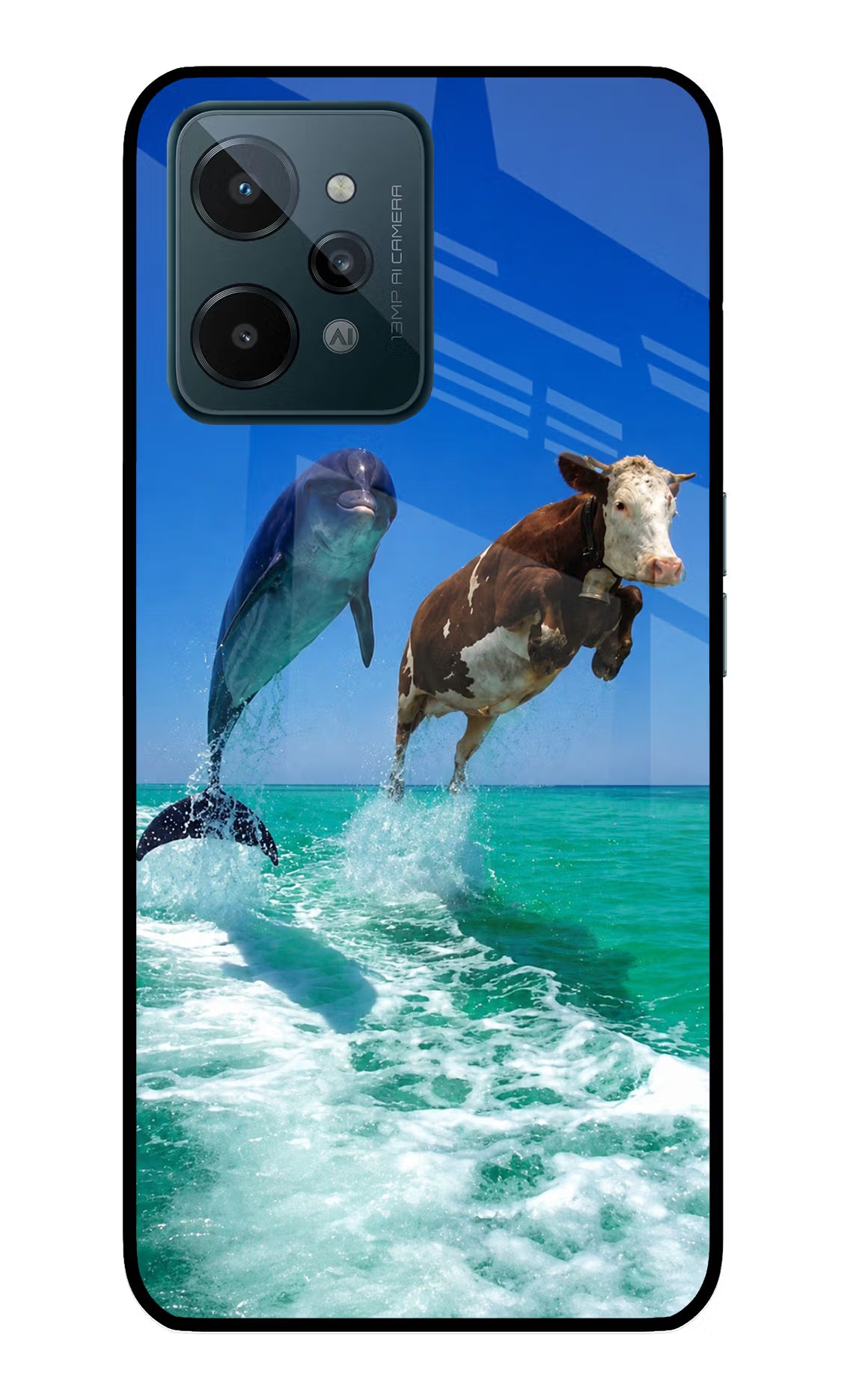 Dolphin vs Cow Realme C31 Glass Case - Dolphin vs Cow Realme C31 Glass Case Dolphin vs Cow Realme C31 Glass Case