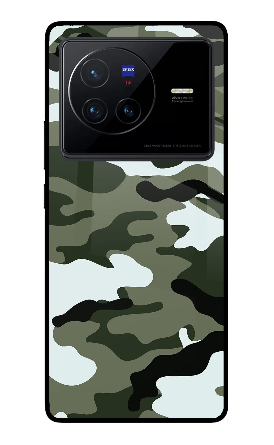 Camouflage Vivo X80 Back Cover - Camouflage Vivo X80 Glass Case Back Cover by Casekaro Camouflage Vivo X80 Glass Case Back Cover by Casekaro