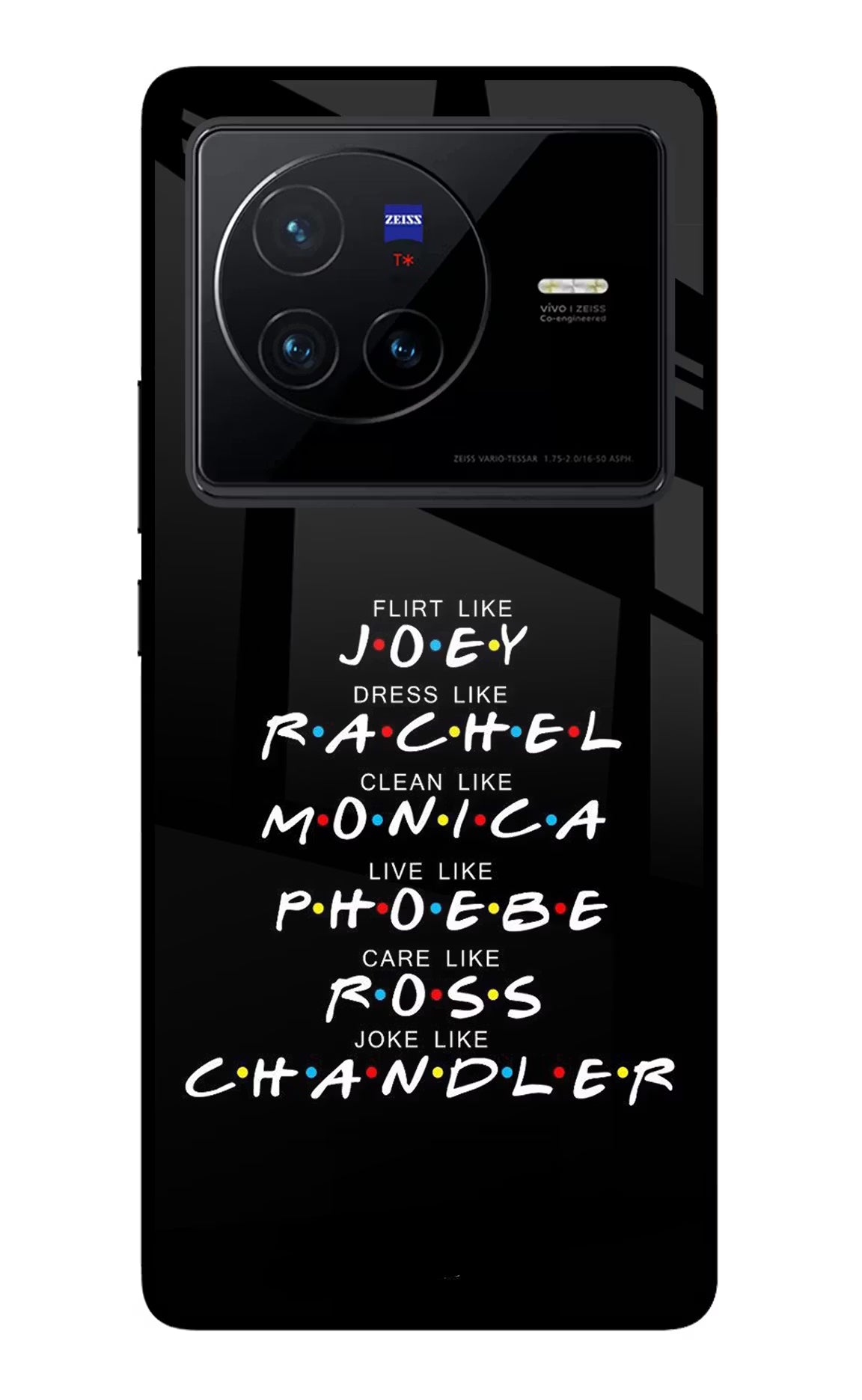 FRIENDS Character Vivo X80 Back Cover - FRIENDS Character Vivo X80 Glass Case Back Cover by Casekaro FRIENDS Character Vivo X80 Glass Case Back Cover by Casekaro