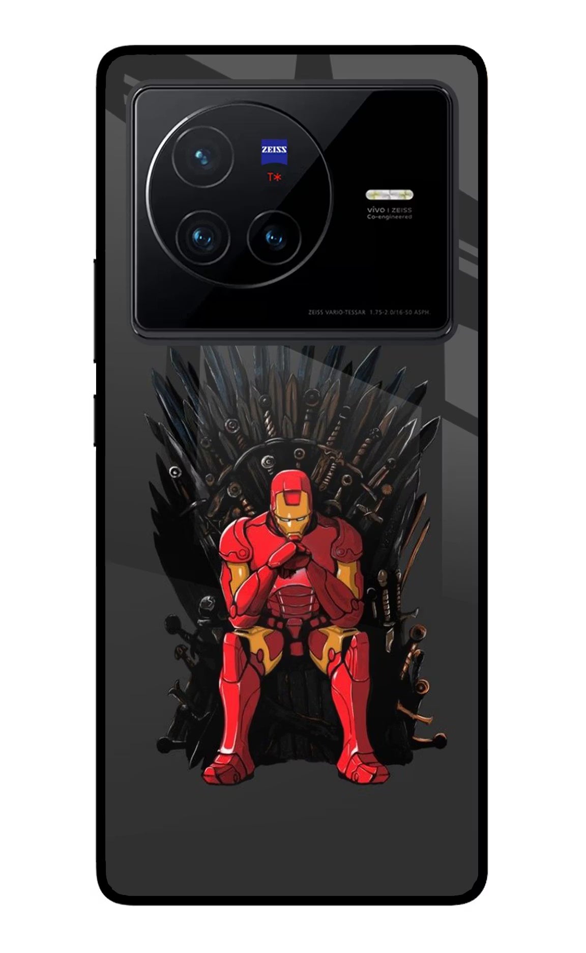 Ironman Throne Vivo X80 Back Cover - Ironman Throne Vivo X80 Glass Case Back Cover by Casekaro Ironman Throne Vivo X80 Glass Case Back Cover by Casekaro