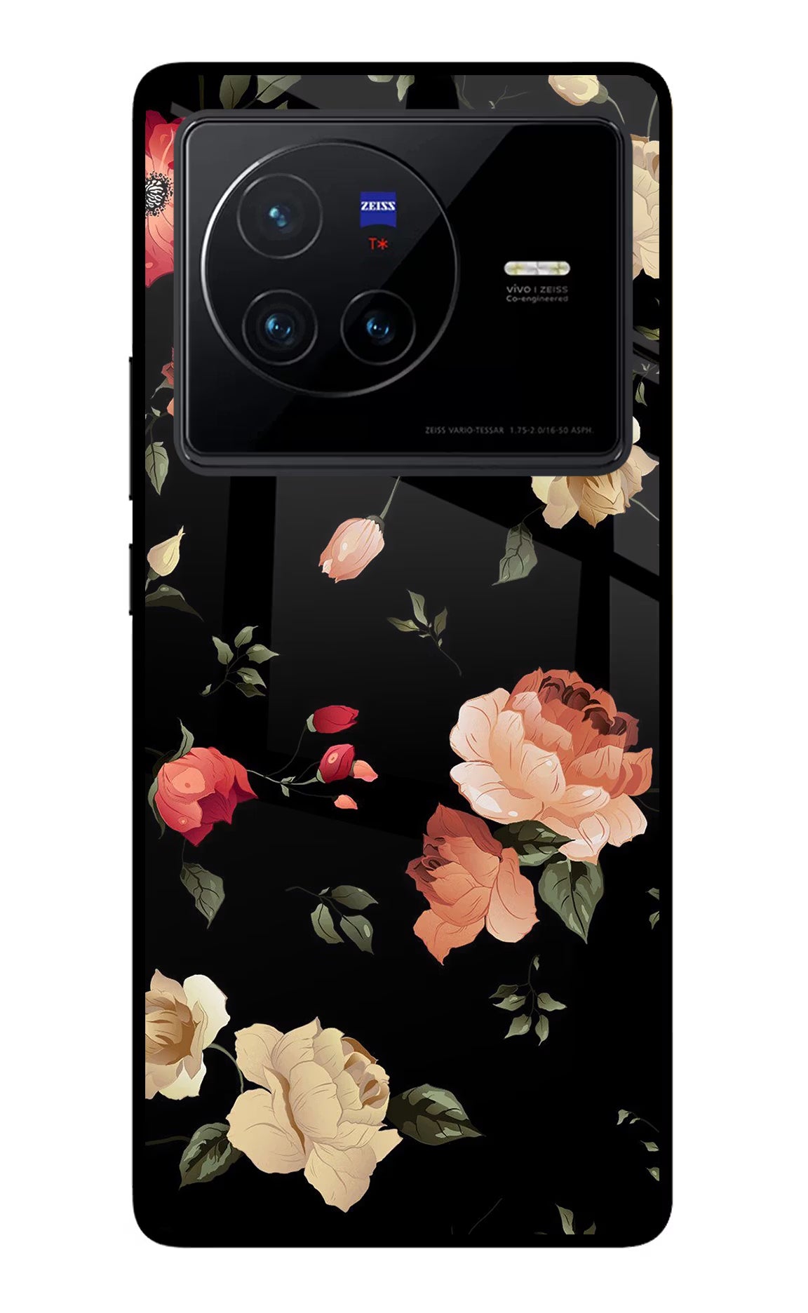 Flowers Vivo X80 Back Cover - Flowers Vivo X80 Glass Case Back Cover by Casekaro Flowers Vivo X80 Glass Case Back Cover by Casekaro