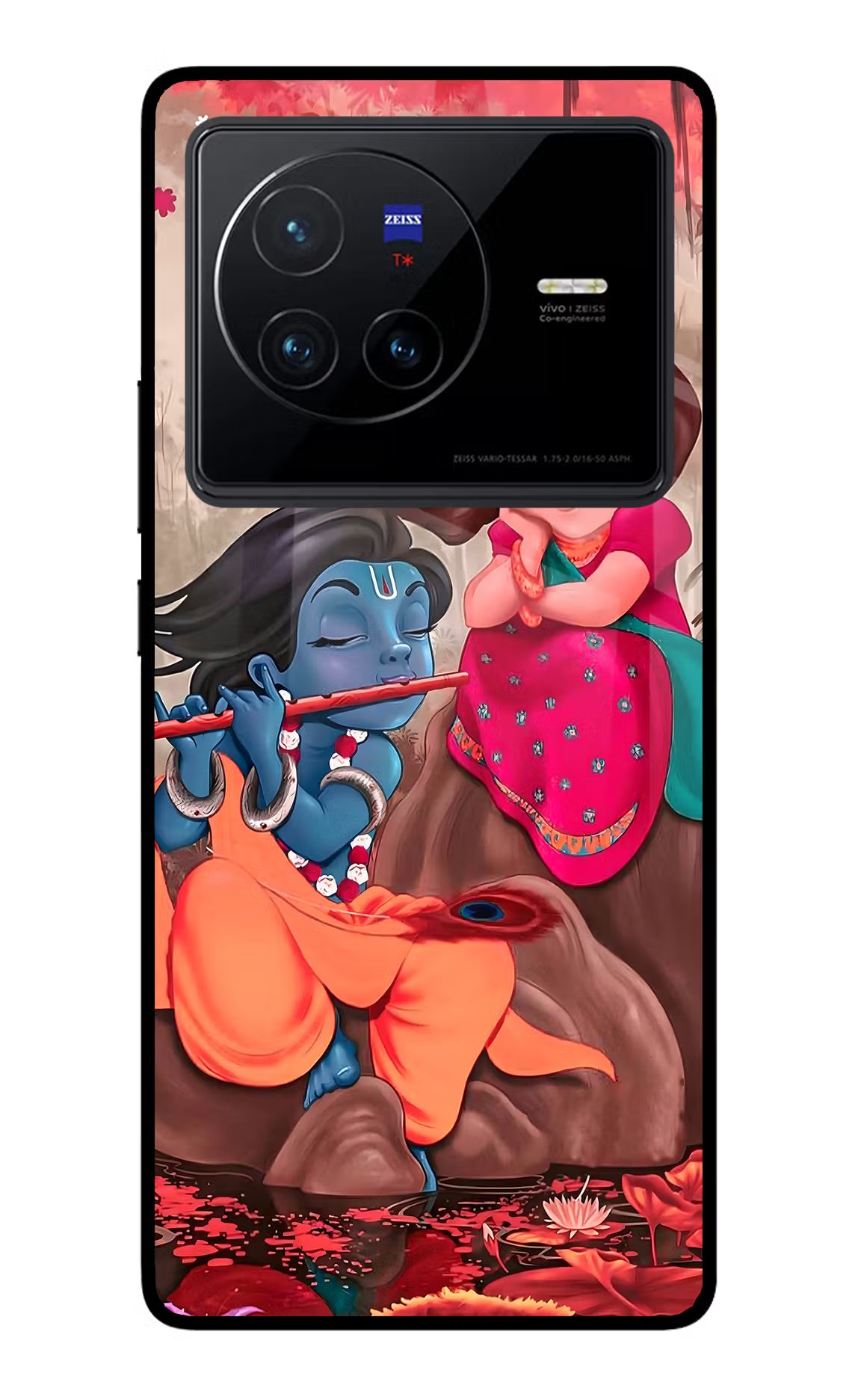 Radhe Krishna Vivo X80 Back Cover - Radhe Krishna Vivo X80 Glass Case Back Cover by Casekaro Radhe Krishna Vivo X80 Glass Case Back Cover by Casekaro