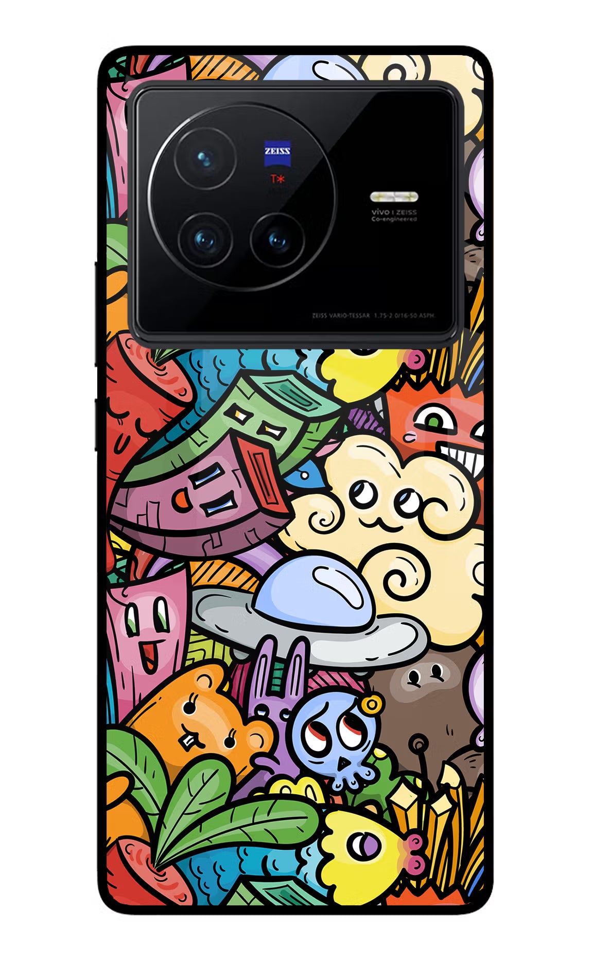 Veggie Doodle Vivo X80 Back Cover - Veggie Doodle Vivo X80 Glass Case Back Cover by Casekaro Veggie Doodle Vivo X80 Glass Case Back Cover by Casekaro