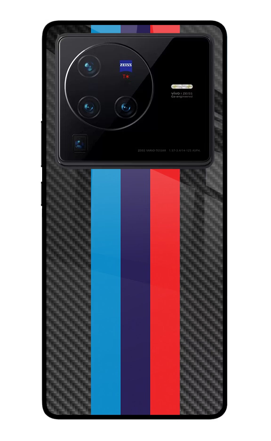 BMW Stripes Pattern Vivo X80 Pro Glass Case Back Cover by Casekaro