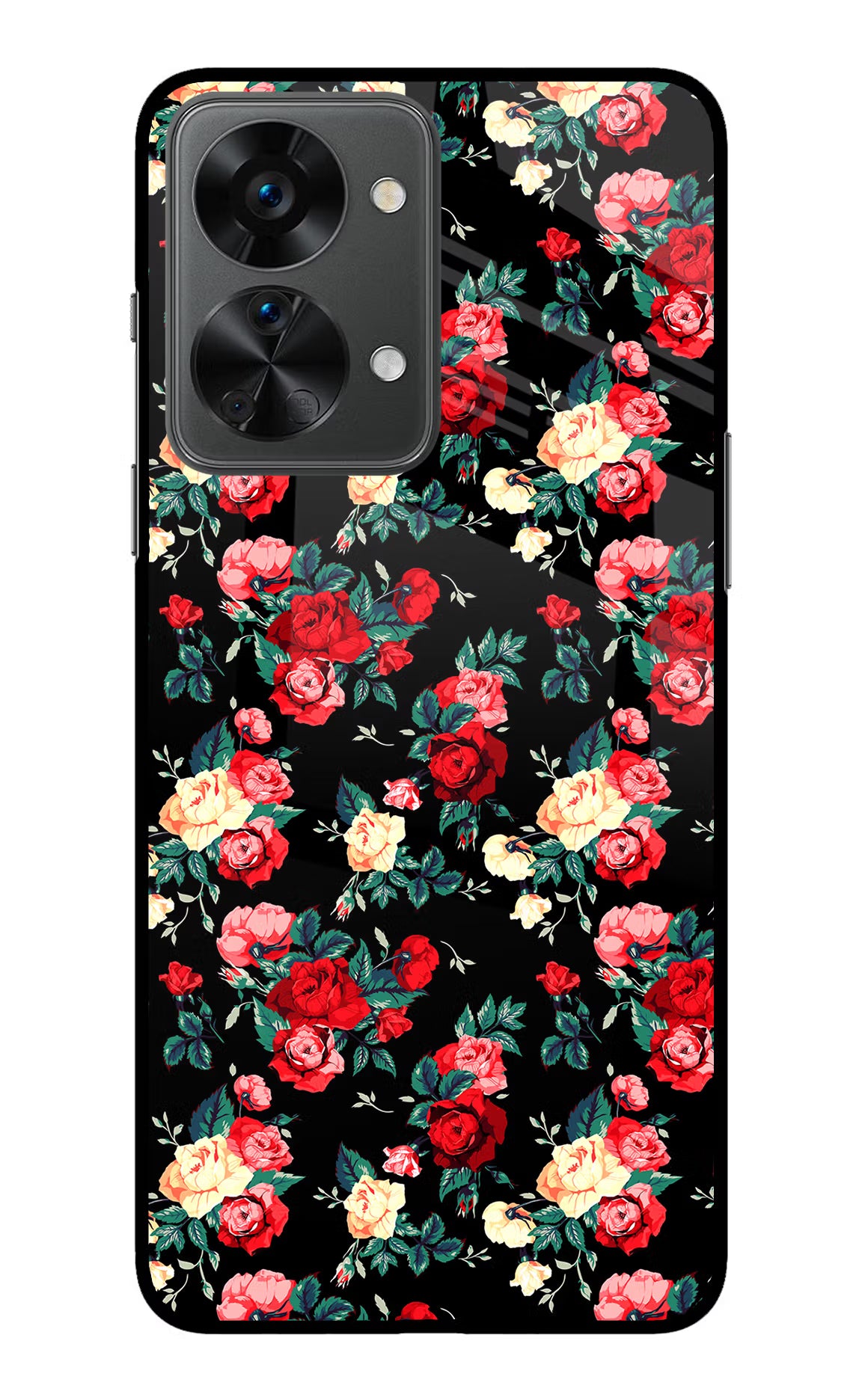 Rose Pattern OnePlus Nord 2T 5G Back Cover - Rose Pattern OnePlus Nord 2T 5G Glass Case Back Cover by Casekaro Rose Pattern OnePlus Nord 2T 5G Glass Case Back Cover by Casekaro
