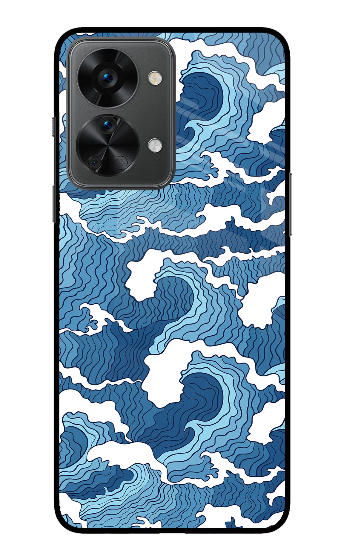 Blue Waves OnePlus Nord 2T 5G Back Cover - Blue Waves OnePlus Nord 2T 5G Glass Case Back Cover by Casekaro Blue Waves OnePlus Nord 2T 5G Glass Case Back Cover by Casekaro