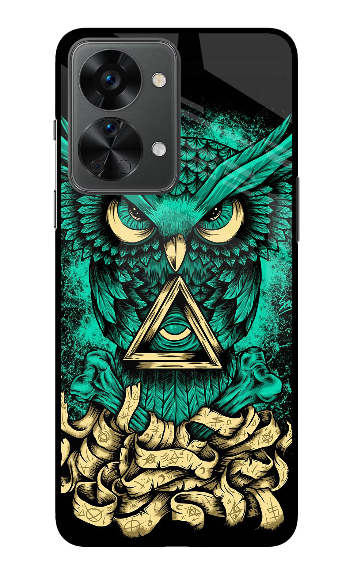 Green Owl OnePlus Nord 2T 5G Back Cover - Green Owl OnePlus Nord 2T 5G Glass Case Back Cover by Casekaro Green Owl OnePlus Nord 2T 5G Glass Case Back Cover by Casekaro