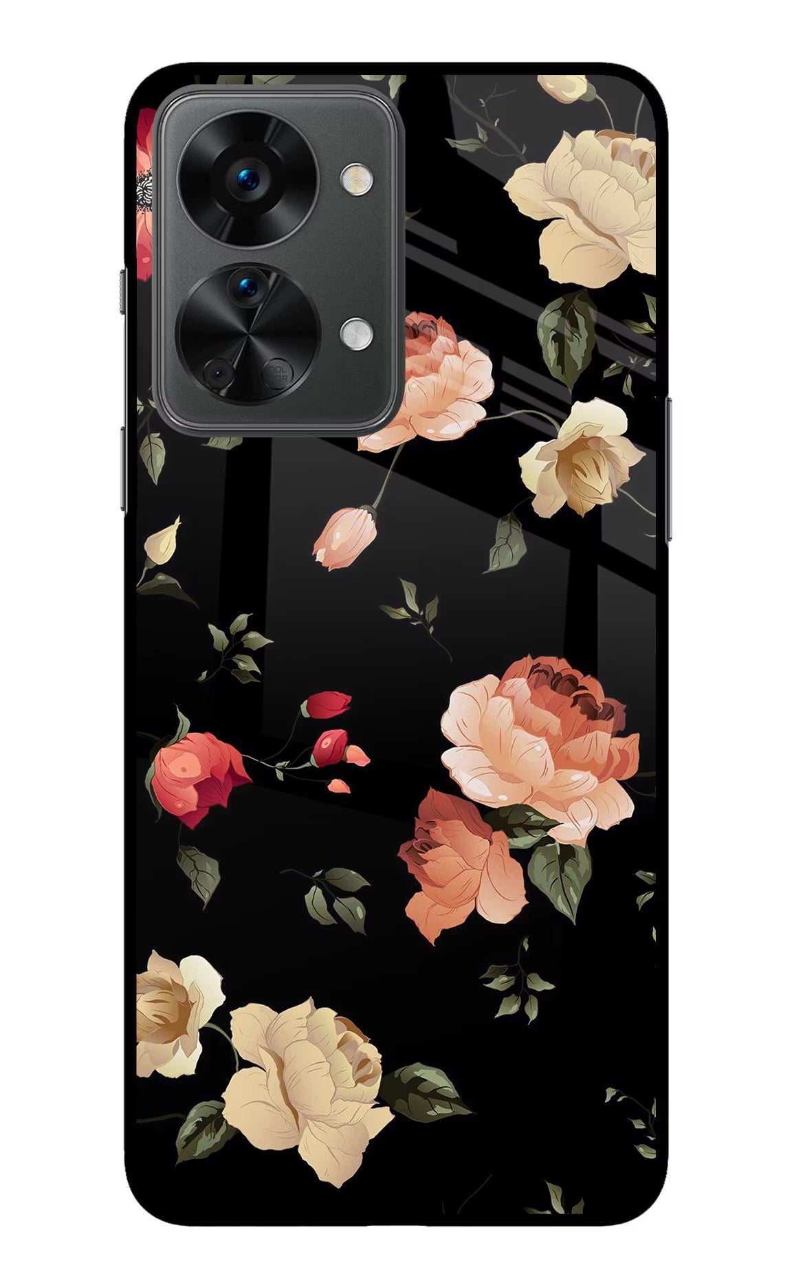 Flowers OnePlus Nord 2T 5G Back Cover - Flowers OnePlus Nord 2T 5G Glass Case Back Cover by Casekaro Flowers OnePlus Nord 2T 5G Glass Case Back Cover by Casekaro