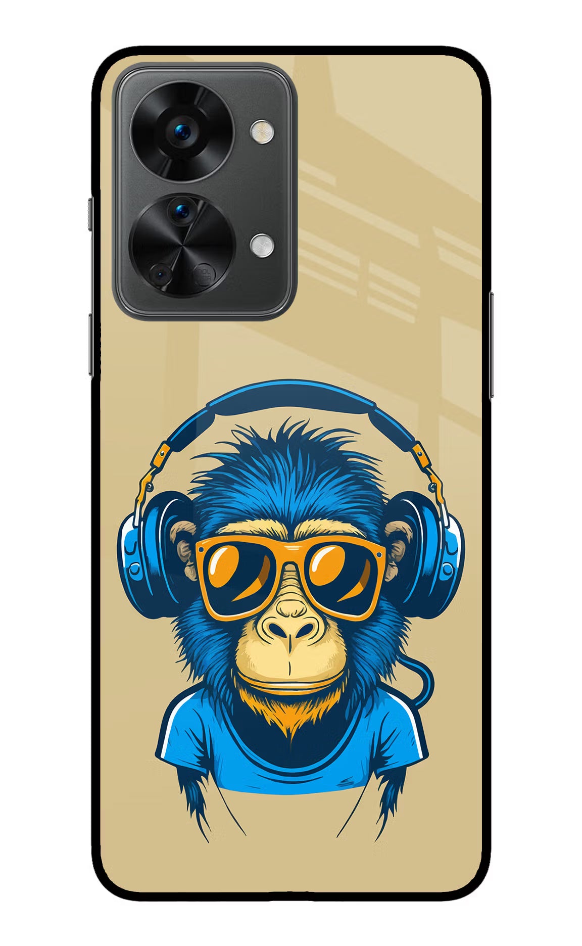 Monkey Headphone OnePlus Nord 2T 5G Back Cover - Monkey Headphone OnePlus Nord 2T 5G Glass Case Back Cover by Casekaro Monkey Headphone OnePlus Nord 2T 5G Glass Case Back Cover by Casekaro