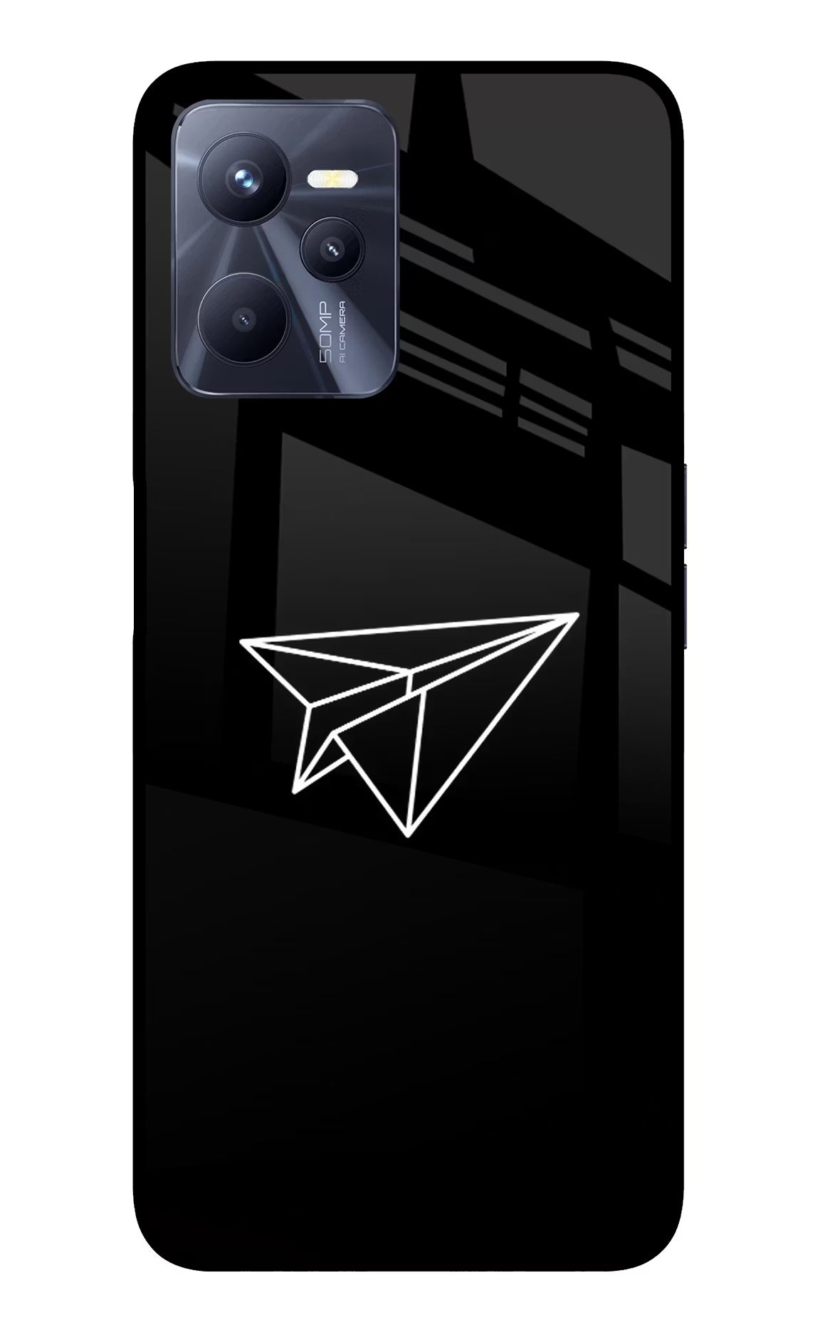 Paper Plane White Realme C35 Glass Case - Paper Plane White Realme C35 Glass Case Paper Plane White Realme C35 Glass Case
