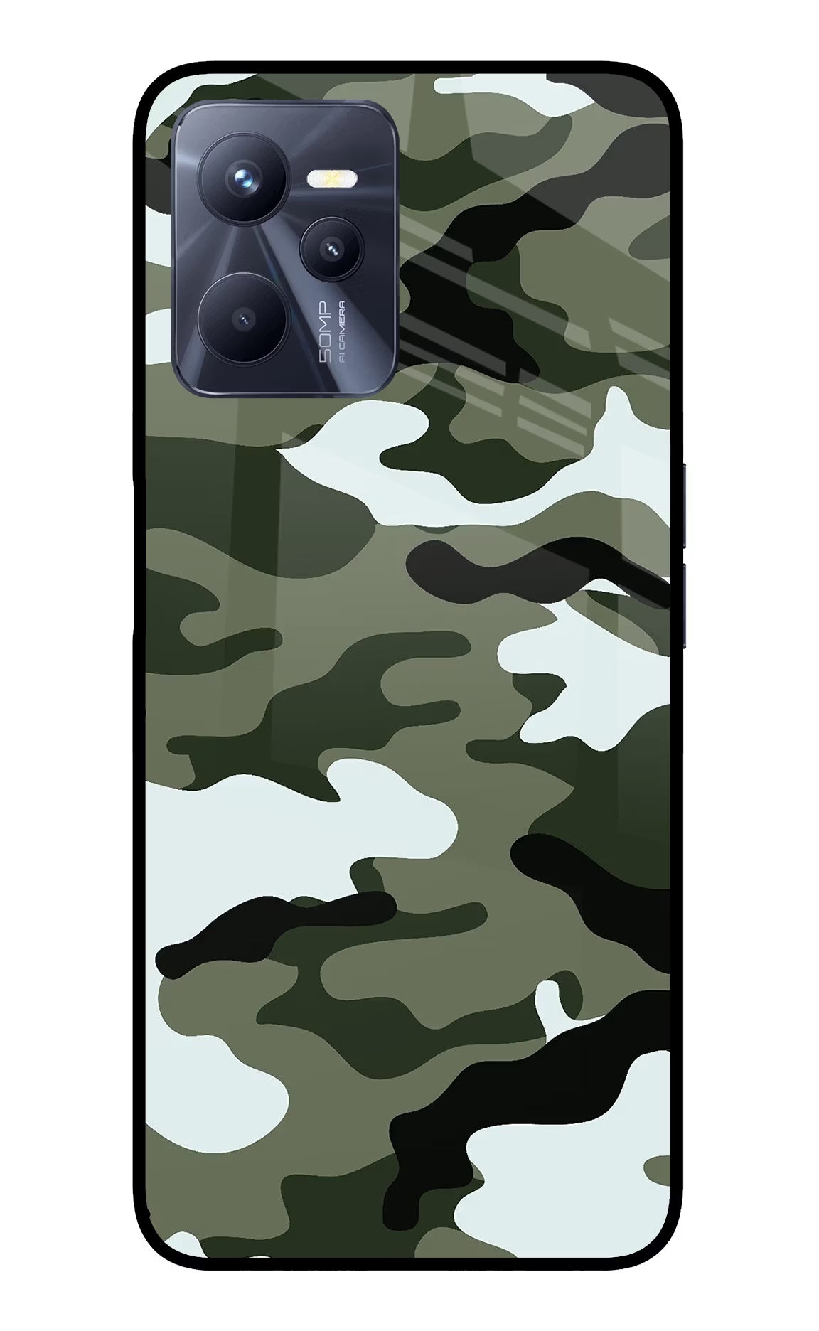 Camouflage Realme C35 Glass Case - Camouflage Realme C35 Glass Case Camouflage Realme C35 Glass Case