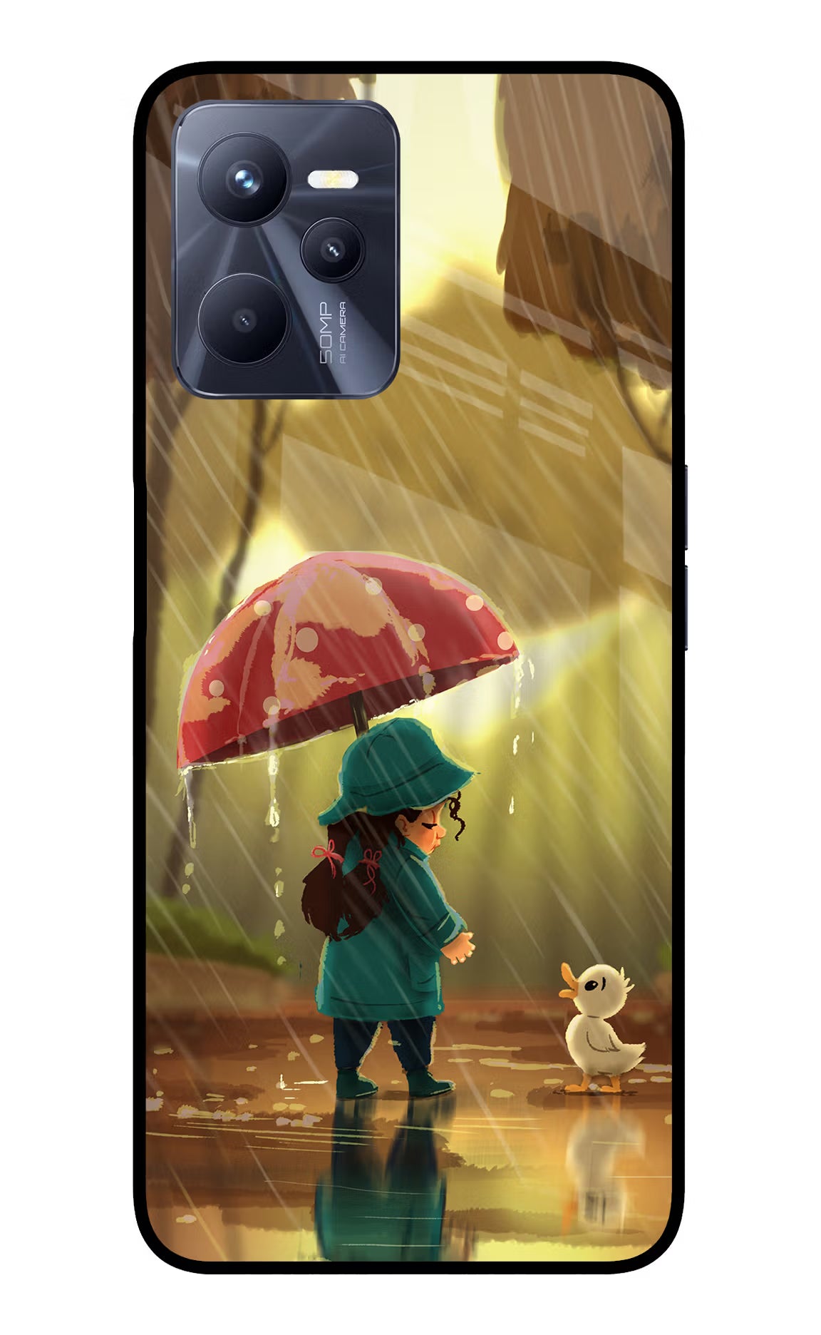 Rainy Day Realme C35 Glass Case - Rainy Day Realme C35 Glass Case Rainy Day Realme C35 Glass Case