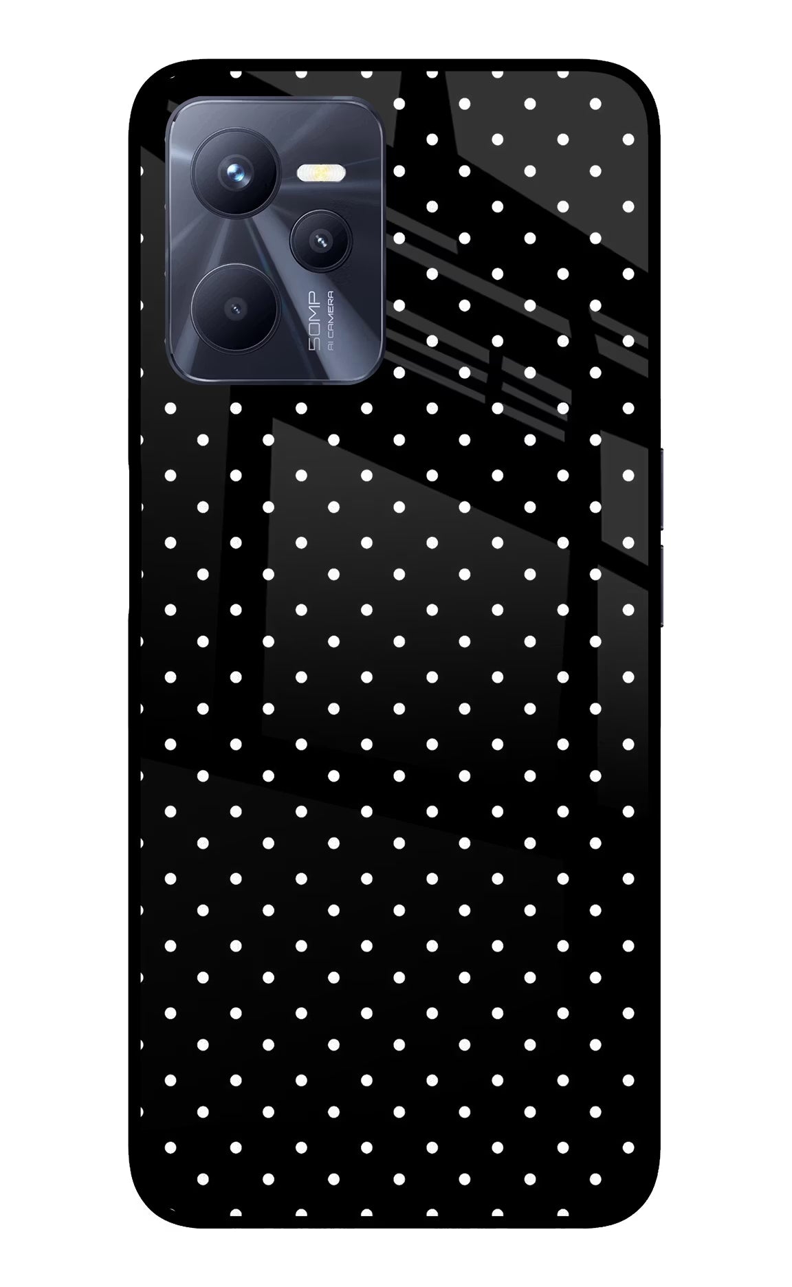 White Dots Realme C35 Glass Case - White Dots Realme C35 Glass Case White Dots Realme C35 Glass Case