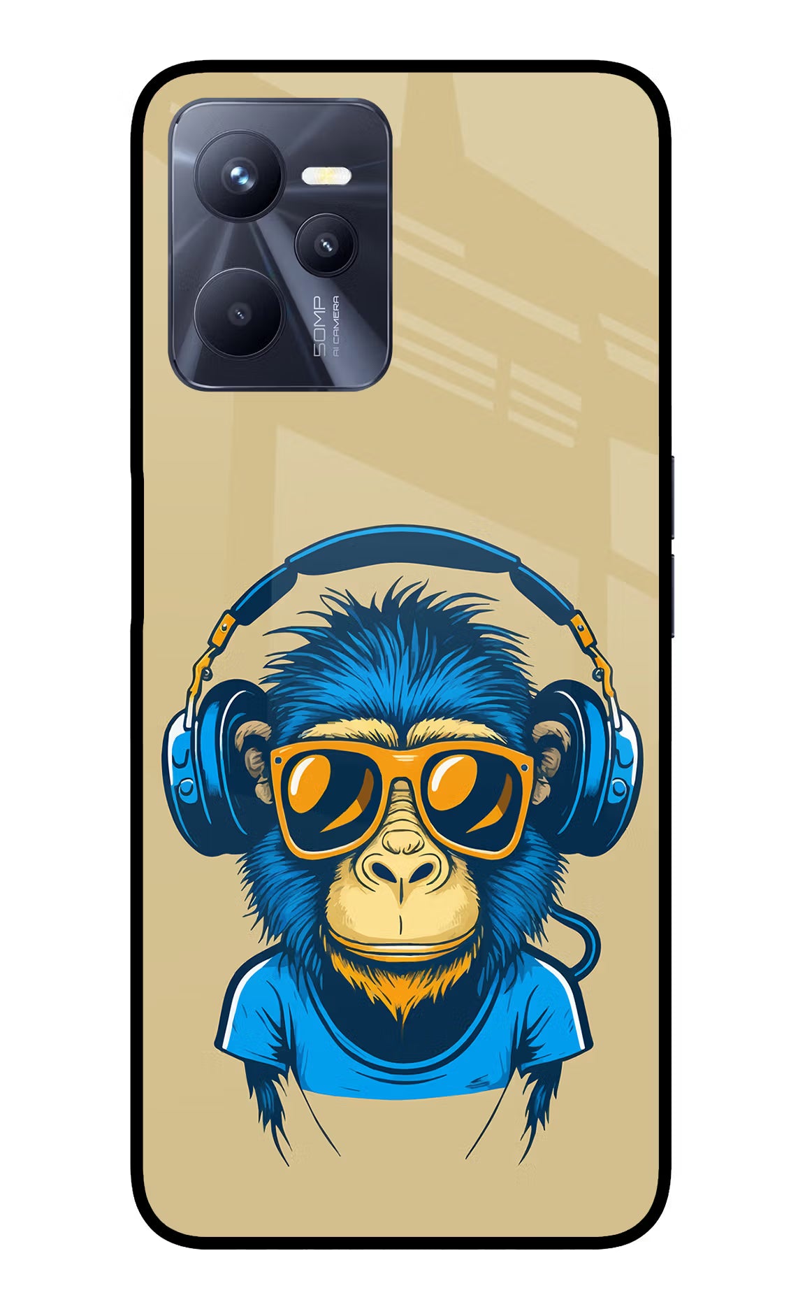 Monkey Headphone Realme C35 Glass Case - Monkey Headphone Realme C35 Glass Case Monkey Headphone Realme C35 Glass Case