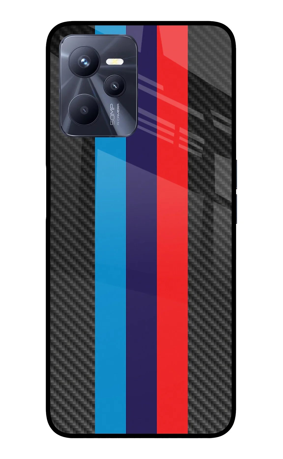 BMW Stripes Pattern Realme C35 Glass Case - BMW Stripes Pattern Realme C35 Glass Case BMW Stripes Pattern Realme C35 Glass Case