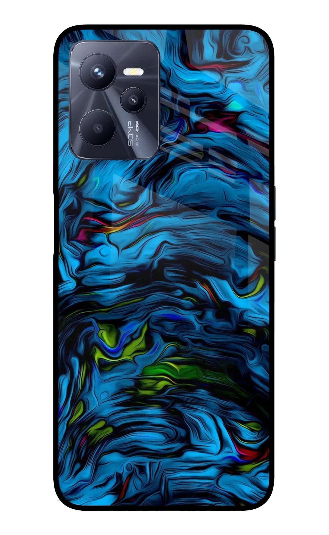 Dark Blue Abstract Realme C35 Glass Case - Dark Blue Abstract Realme C35 Glass Case Dark Blue Abstract Realme C35 Glass Case