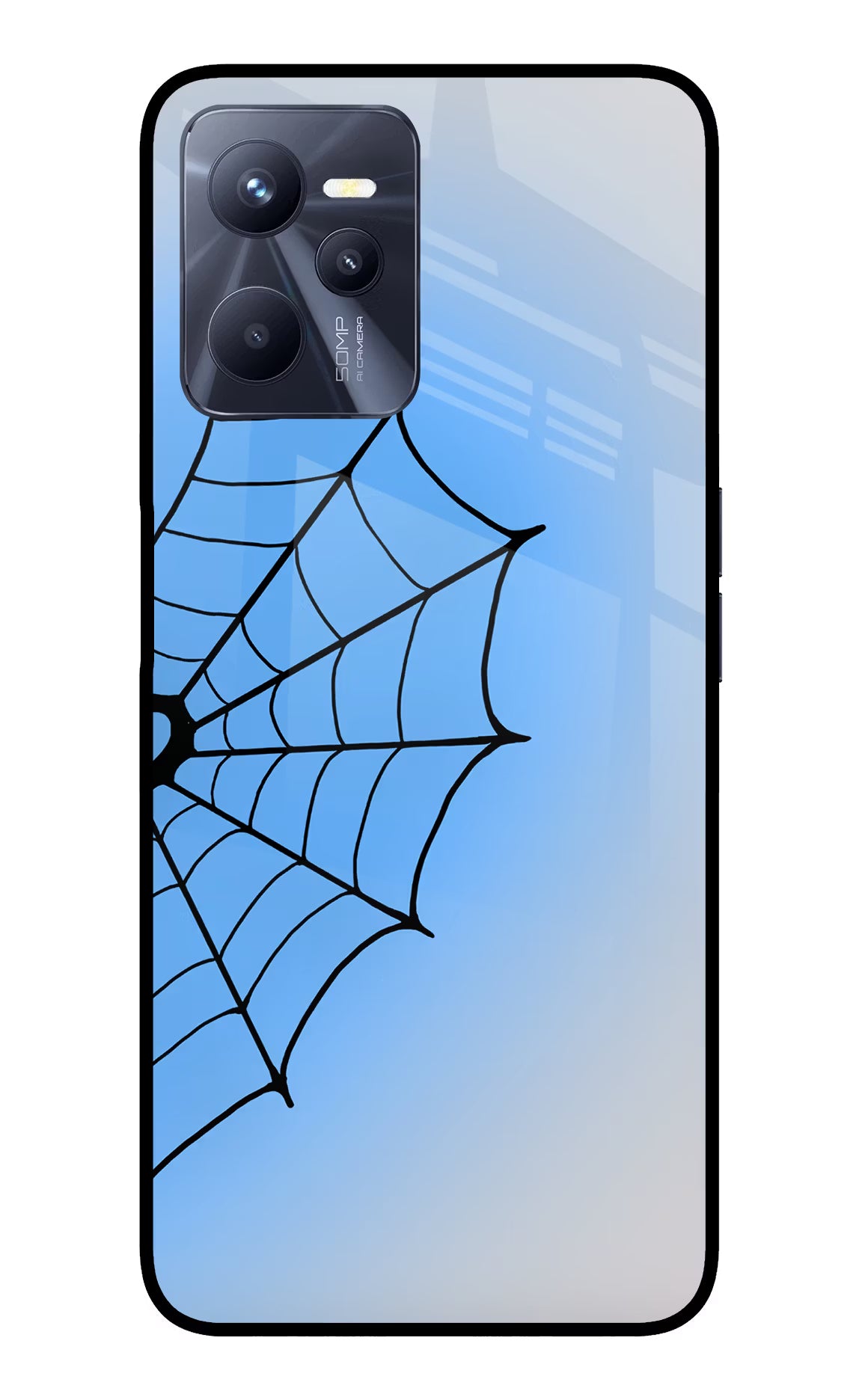 Blue Web Realme C35 Glass Case - Blue Web Realme C35 Glass Case Blue Web Realme C35 Glass Case
