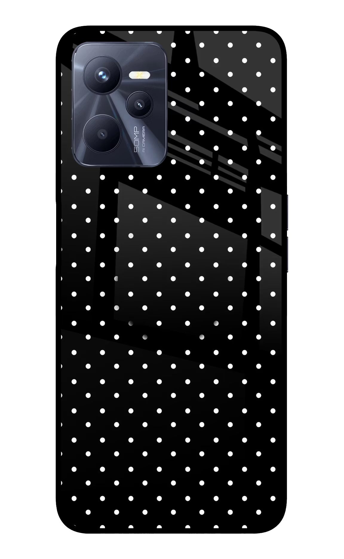 White Dots Realme C35 Glass Case - White Dots Realme C35 Glass Case White Dots Realme C35 Glass Case