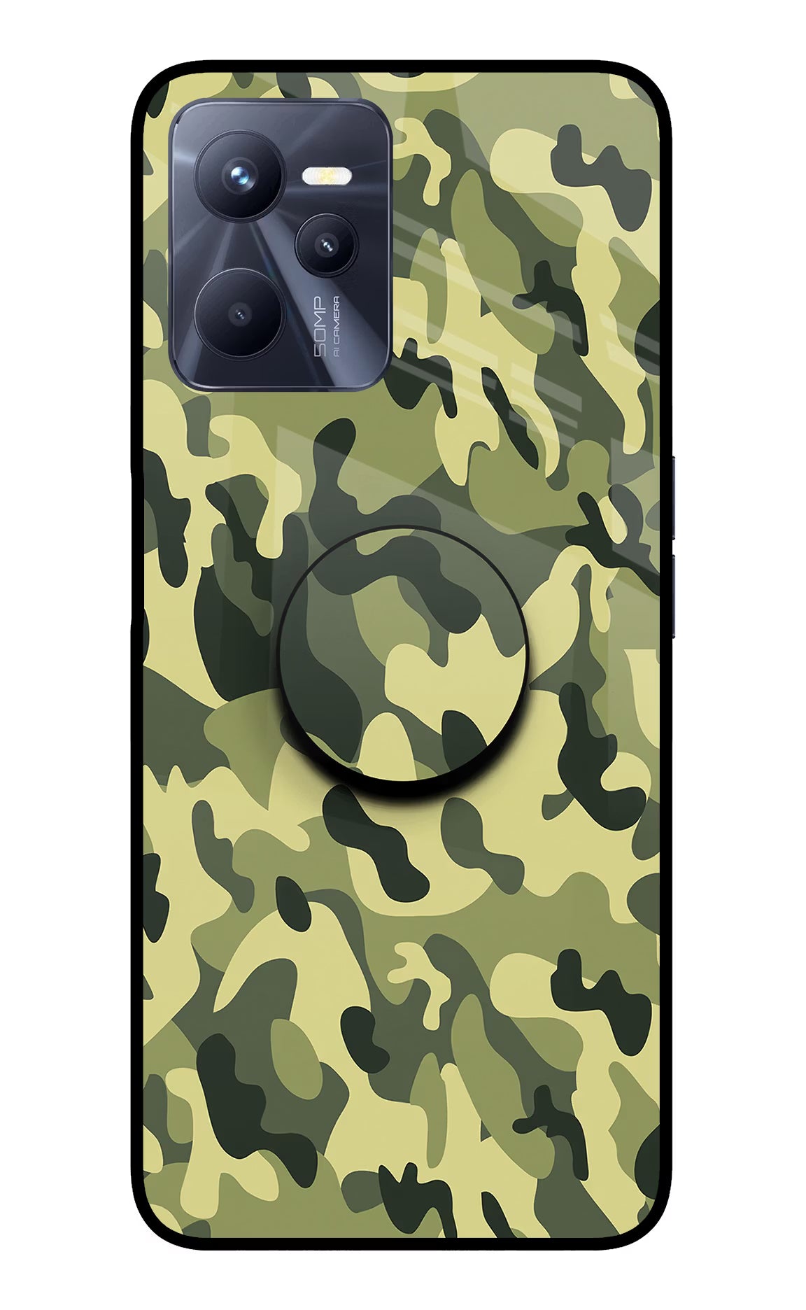 Camouflage Realme C35 Glass Case - Camouflage Realme C35 Glass Case Camouflage Realme C35 Glass Case
