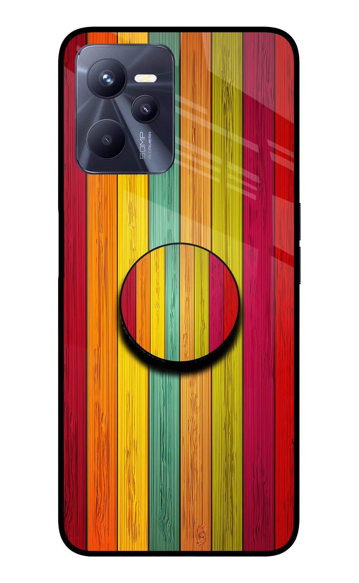 Multicolor Wooden Realme C35 Glass Case - Multicolor Wooden Realme C35 Glass Case Multicolor Wooden Realme C35 Glass Case