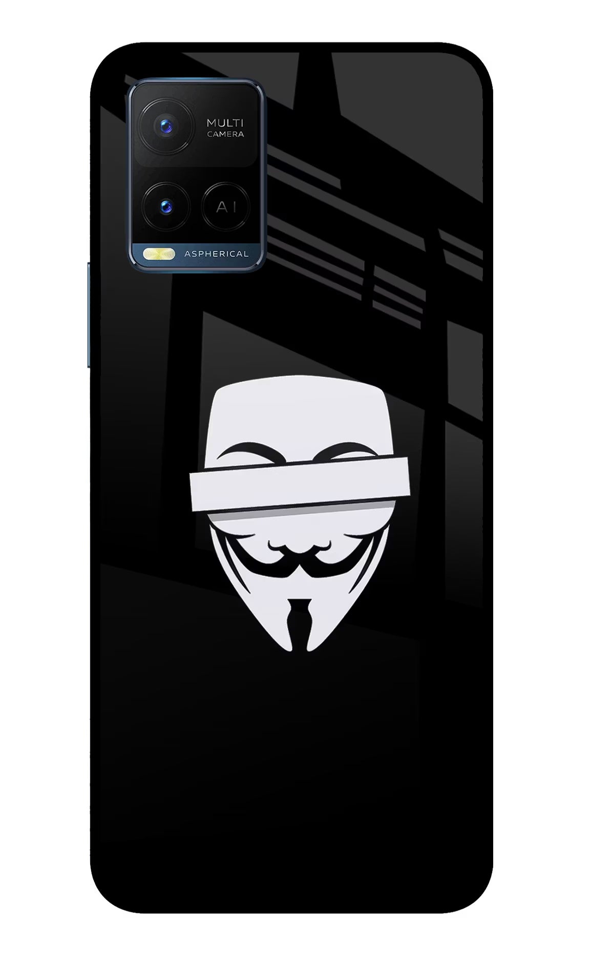 Anonymous Face Vivo Y33T Glass Case - Anonymous Face Vivo Y33T Glass Case Anonymous Face Vivo Y33T Glass Case