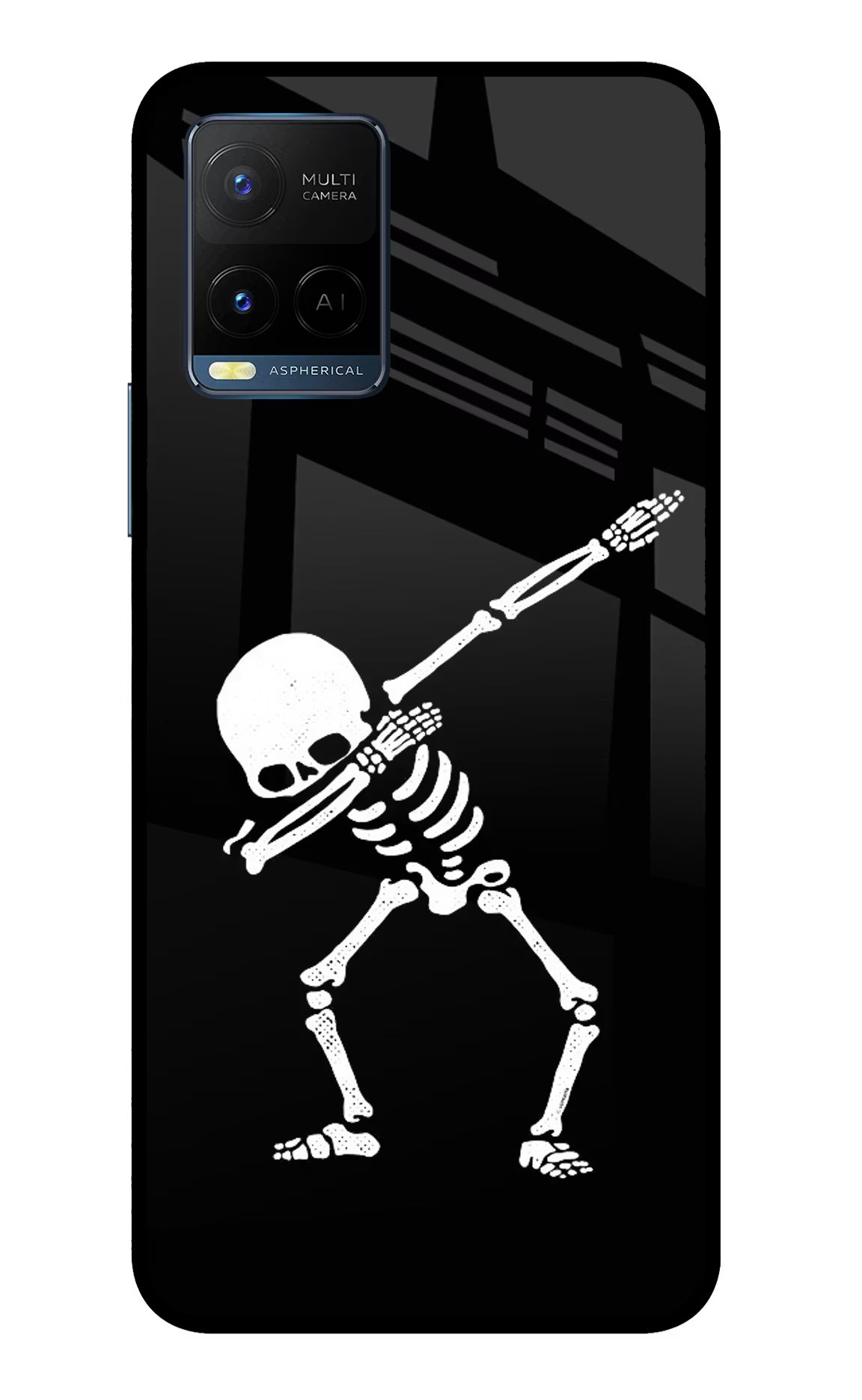 Dabbing Skeleton Art Vivo Y33T Glass Case - Dabbing Skeleton Art Vivo Y33T Glass Case Dabbing Skeleton Art Vivo Y33T Glass Case