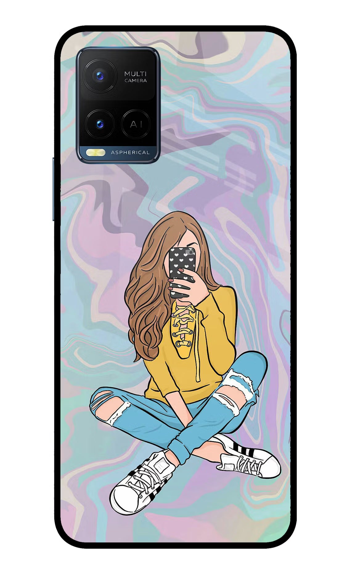 Selfie Girl Vivo Y33T Glass Case - Selfie Girl Vivo Y33T Glass Case Selfie Girl Vivo Y33T Glass Case