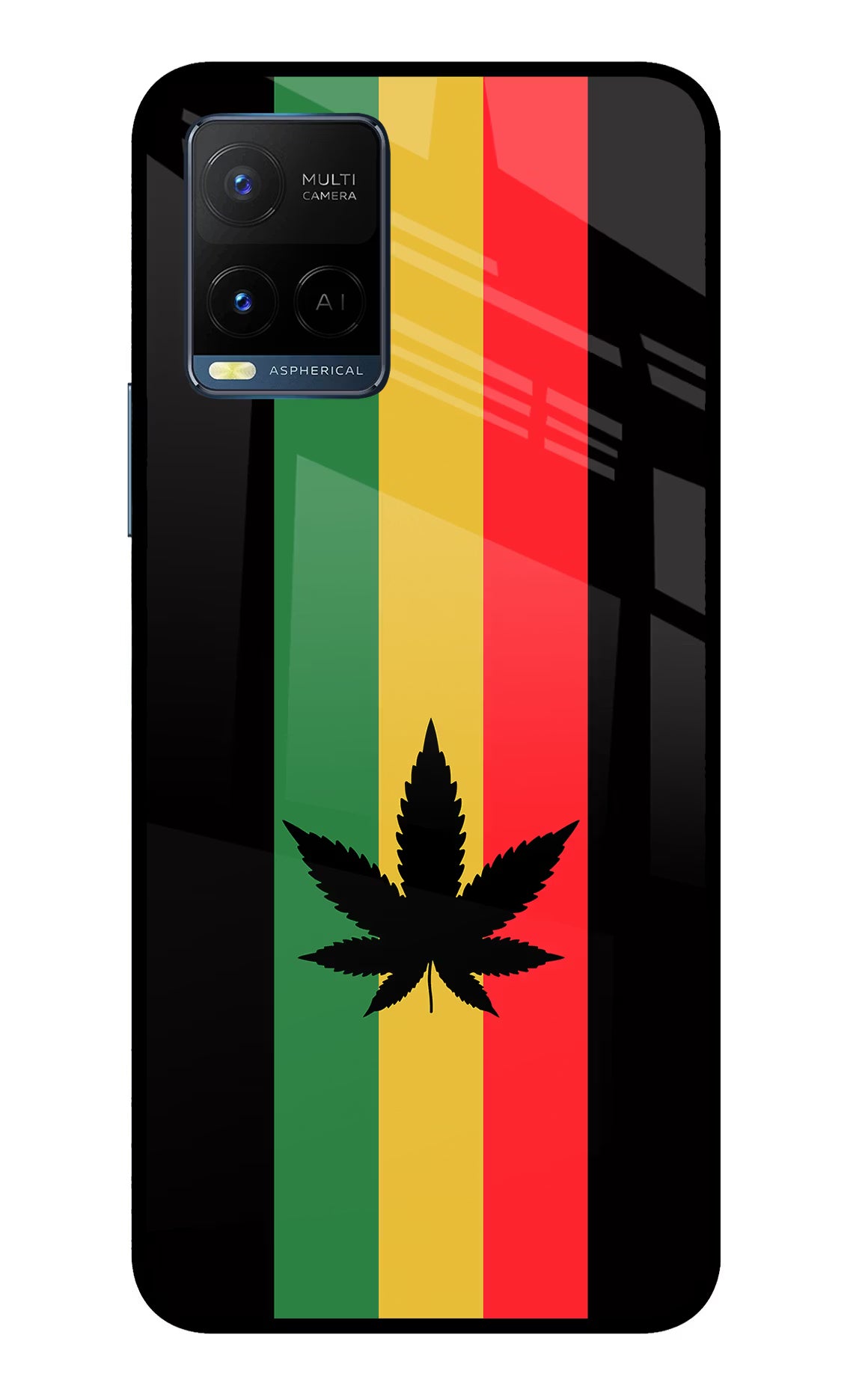 Weed Flag Vivo Y33T Glass Case - Weed Flag Vivo Y33T Glass Case Weed Flag Vivo Y33T Glass Case