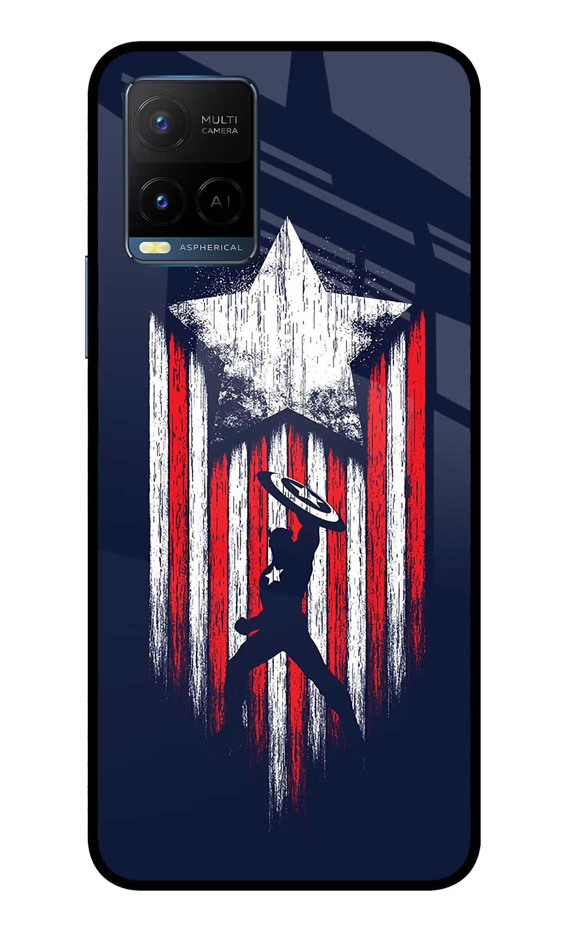 Captain America Marvel Art Vivo Y33T Glass Case - Captain America Marvel Art Vivo Y33T Glass Case Captain America Marvel Art Vivo Y33T Glass Case